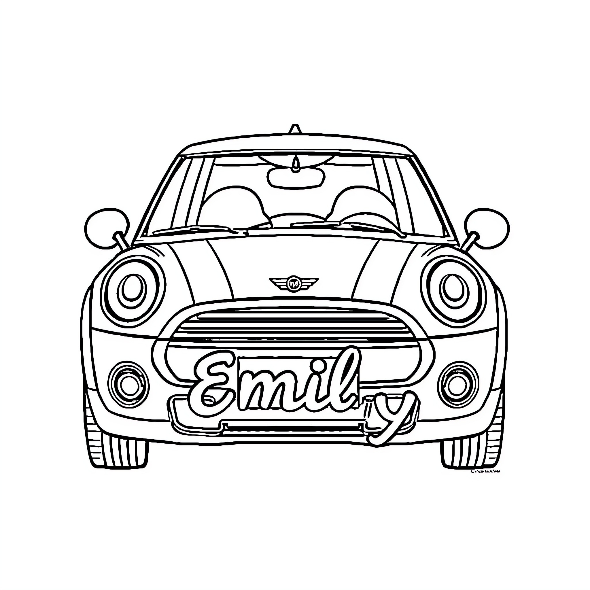 Minnie's Adorable Mini Car Adventure Coloring Page (free black-and-white line drawing printable PDF for all, from beginners to advanced learners, including children, teens, adults, and seniors)
