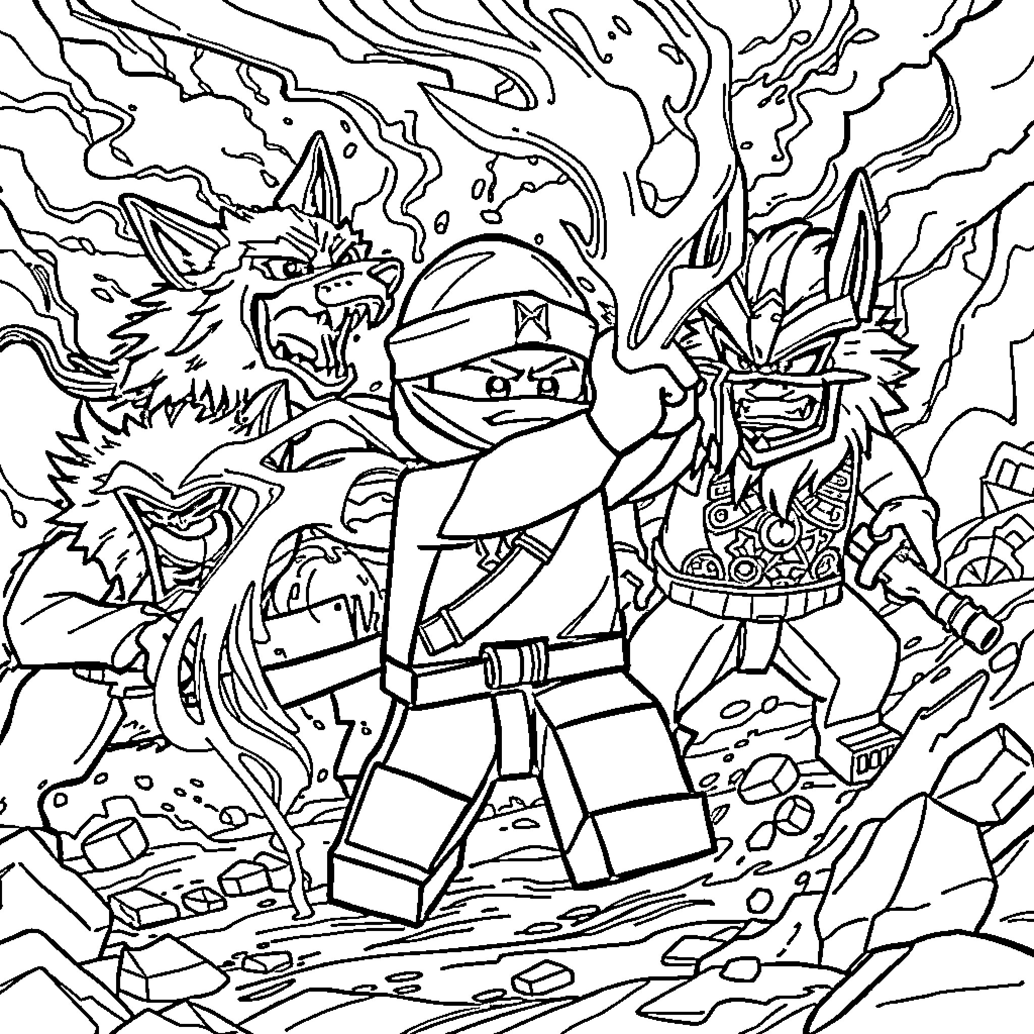 Lloyd's Heroic Adventure in a Fantastical World Coloring Page (free black-and-white line drawing printable PDF for all, from beginners to advanced learners, including children, teens, adults, and seniors)