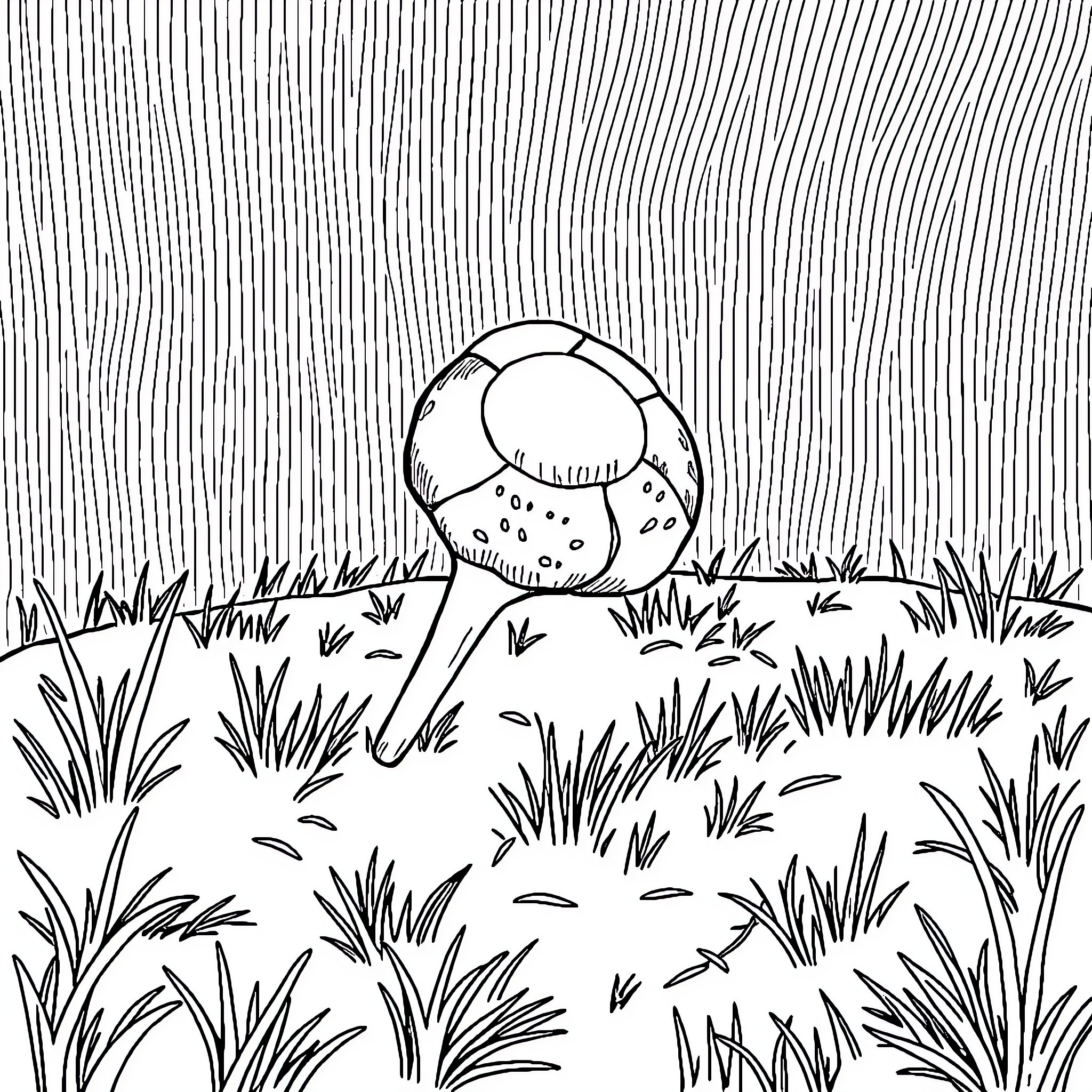 Caca character in a grassy field Coloring Page (free black-and-white line drawing printable PDF for all, from beginners to advanced learners, including children, teens, adults, and seniors)