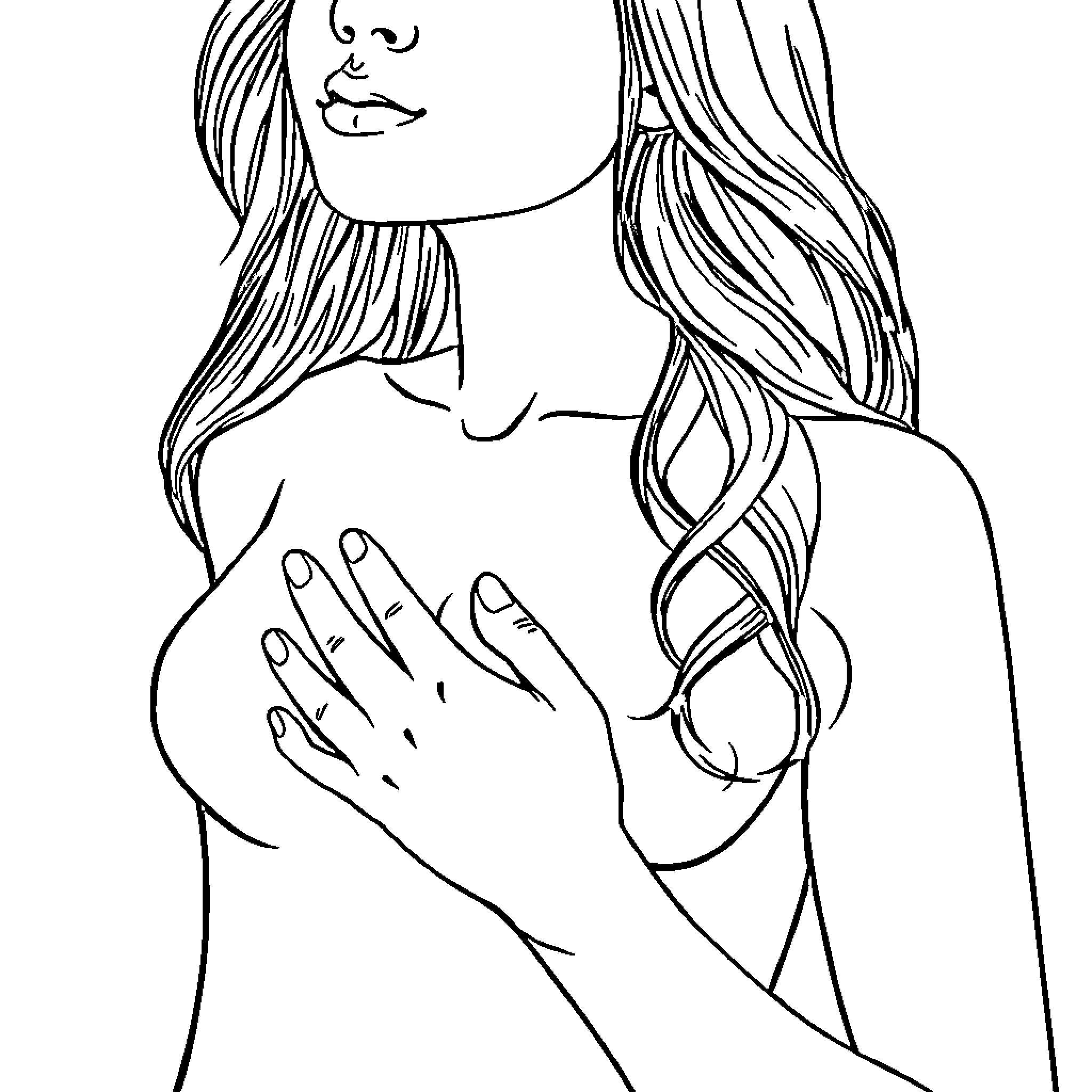 Woman expressing distress and covering her face Coloring Page (free black-and-white line drawing printable PDF for all, from beginners to advanced learners, including children, teens, adults, and seniors)