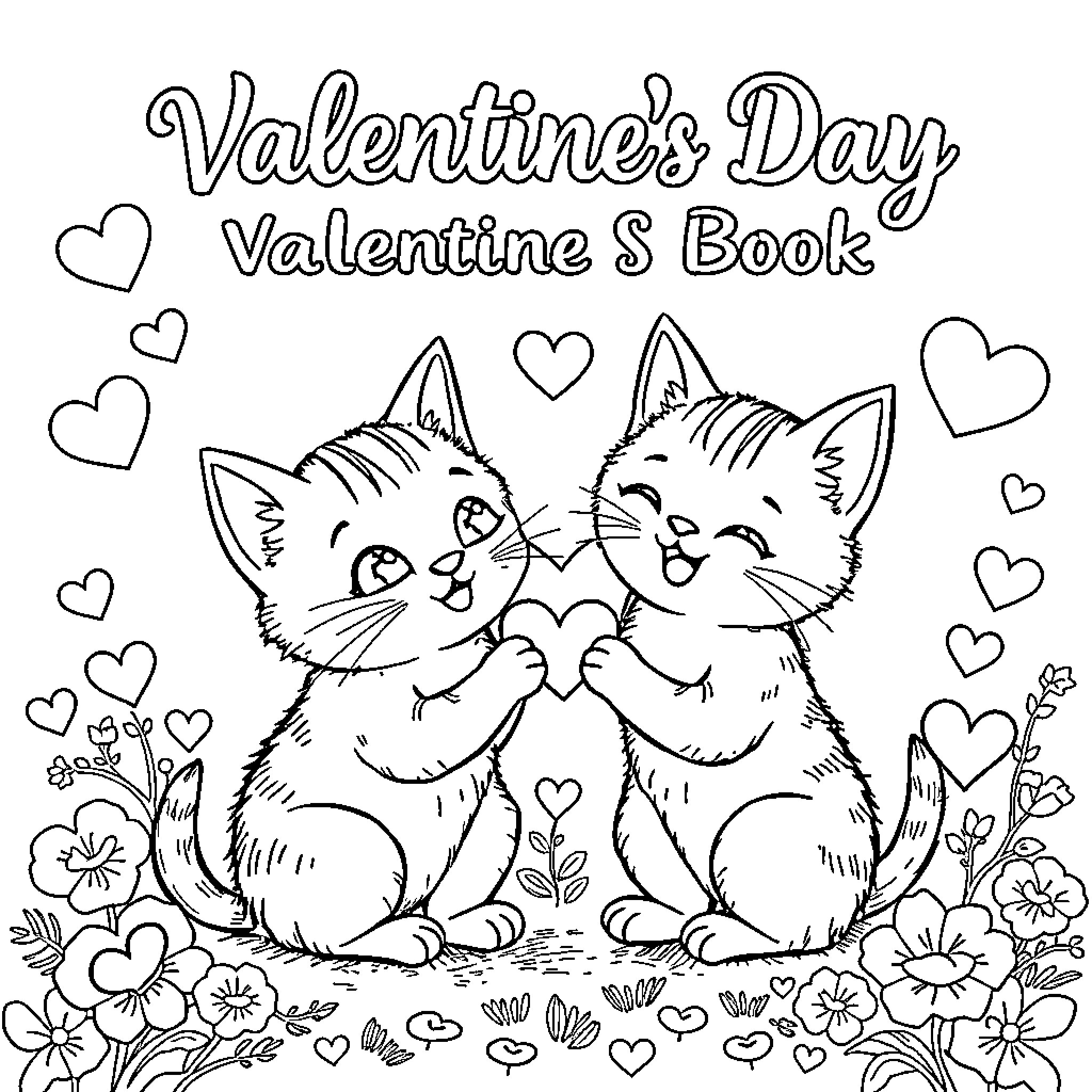 Cat Valentine's Book Coloring Page (free black-and-white line drawing printable PDF for all, from beginners to advanced learners, including children, teens, adults, and seniors)