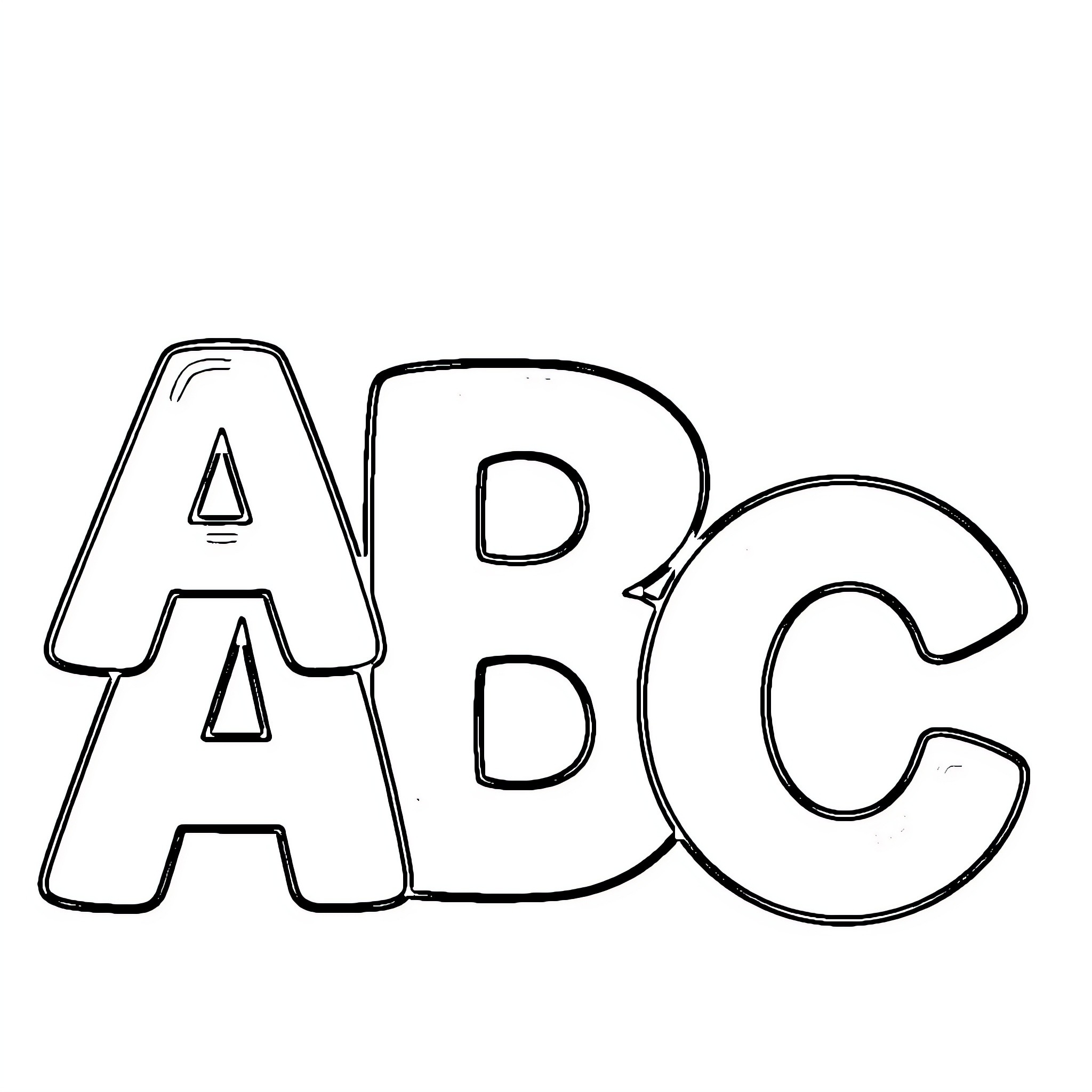 ABC Outlined letters on white background Coloring Page (free black-and-white line drawing printable PDF for all, from beginners to advanced learners, including children, teens, adults, and seniors)