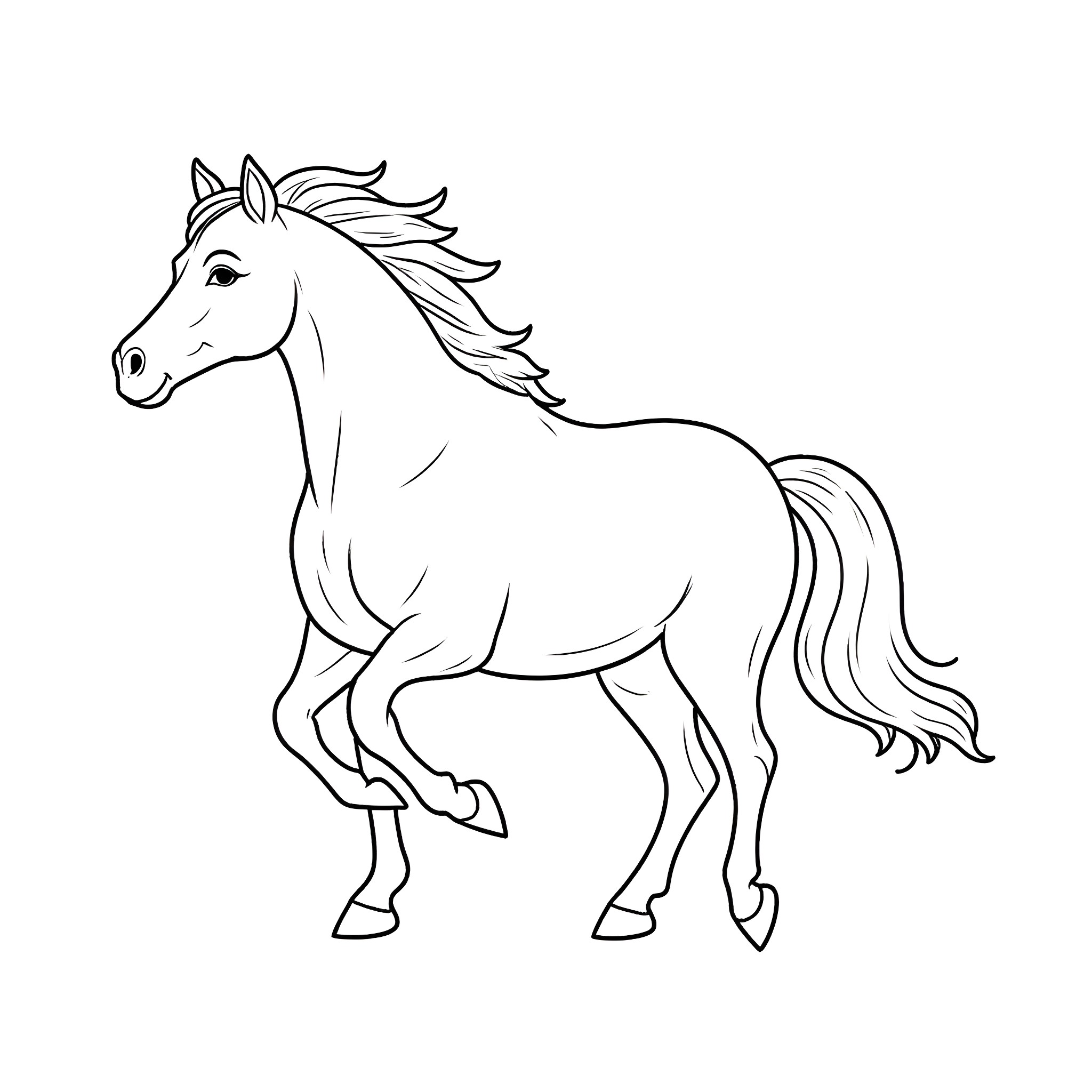 Gymnast horse in motion Coloring Page (free black-and-white line drawing printable PDF for all, from beginners to advanced learners, including children, teens, adults, and seniors)
