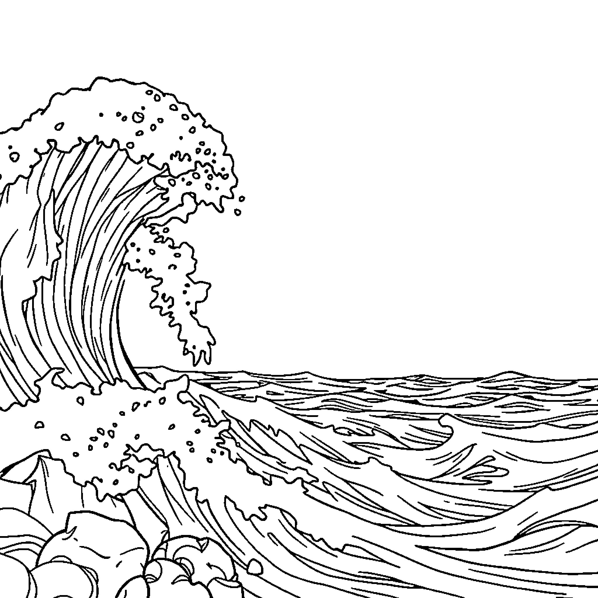 Moses Parting the Waves in the Sea Coloring Page (free black-and-white line drawing printable PDF for all, from beginners to advanced learners, including children, teens, adults, and seniors)