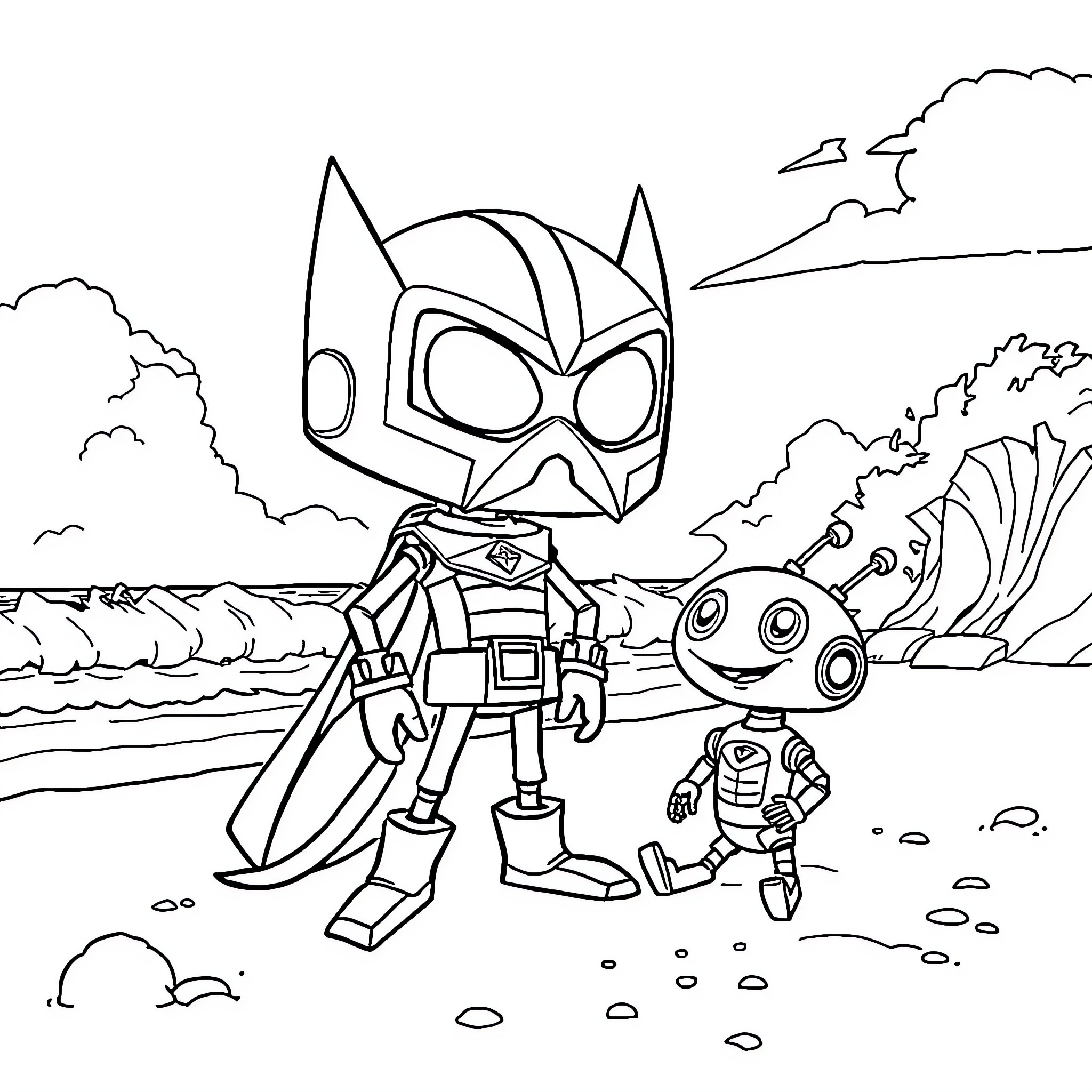 Invader Zim's Eccentric Adventure Coloring Page (free black-and-white line drawing printable PDF for all, from beginners to advanced learners, including children, teens, adults, and seniors)