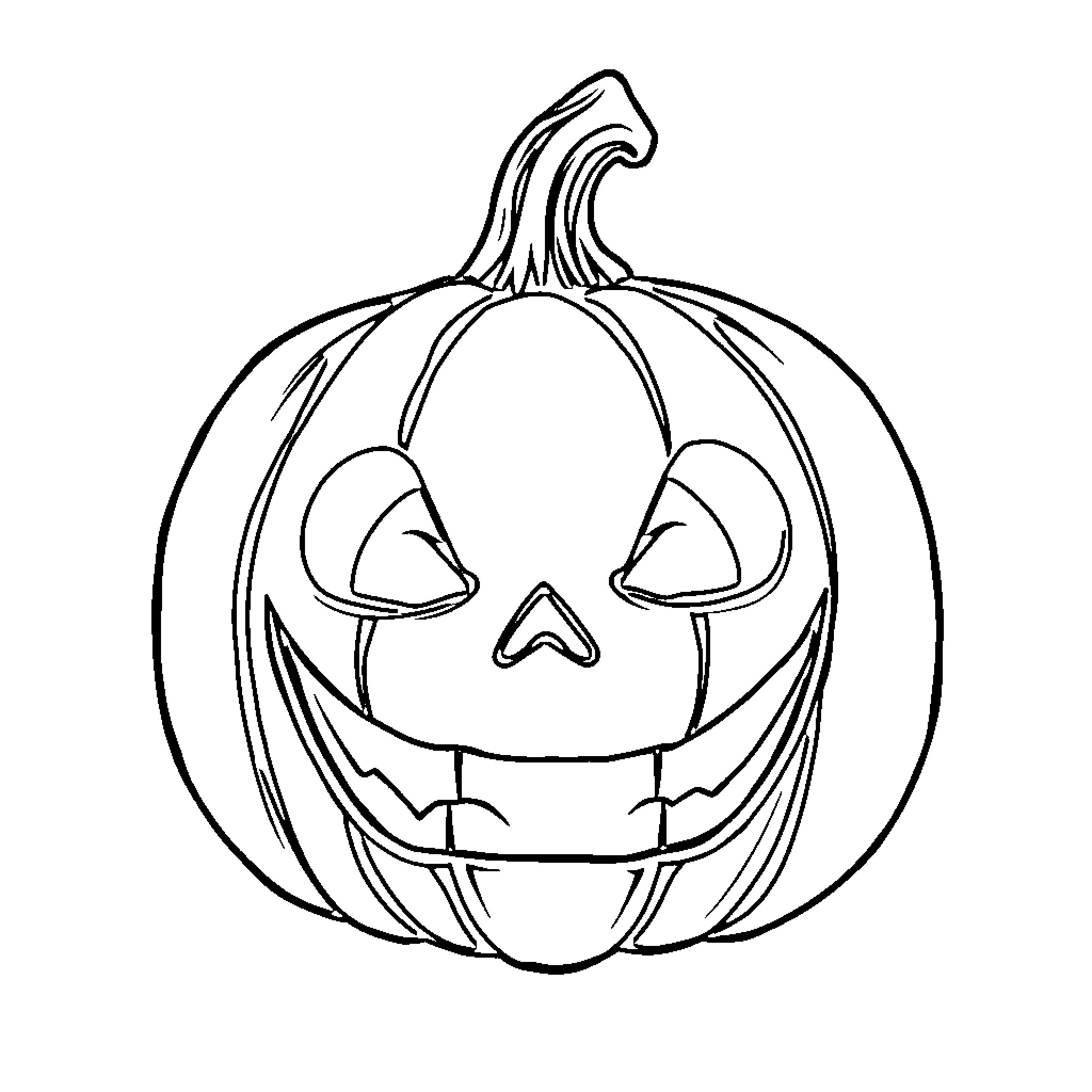 Jack-o'-lantern with a mischievous expression Coloring Page (free black-and-white line drawing printable PDF for all, from beginners to advanced learners, including children, teens, adults, and seniors)