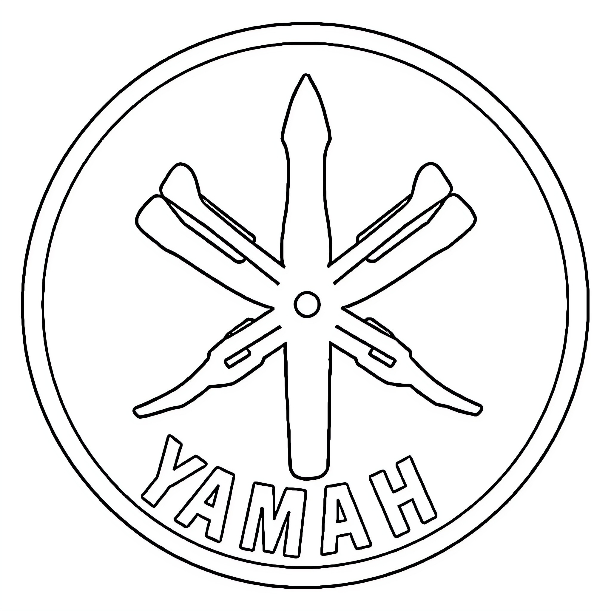 Yamaha logo with geometric design Coloring Page (free black-and-white line drawing printable PDF for all, from beginners to advanced learners, including children, teens, adults, and seniors)