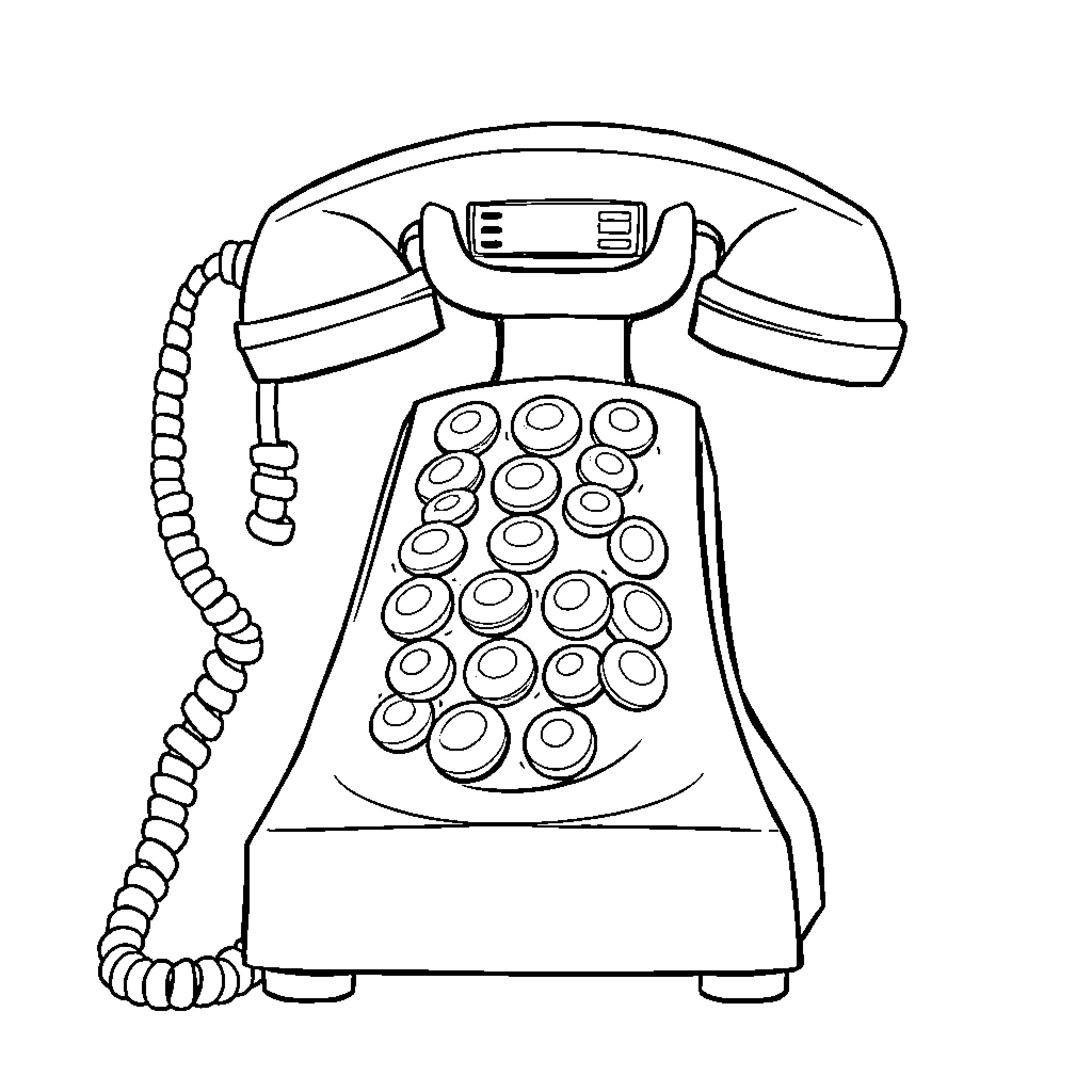 Telephone with Circular Buttons Coloring Page (free black-and-white line drawing printable PDF for all, from beginners to advanced learners, including children, teens, adults, and seniors)