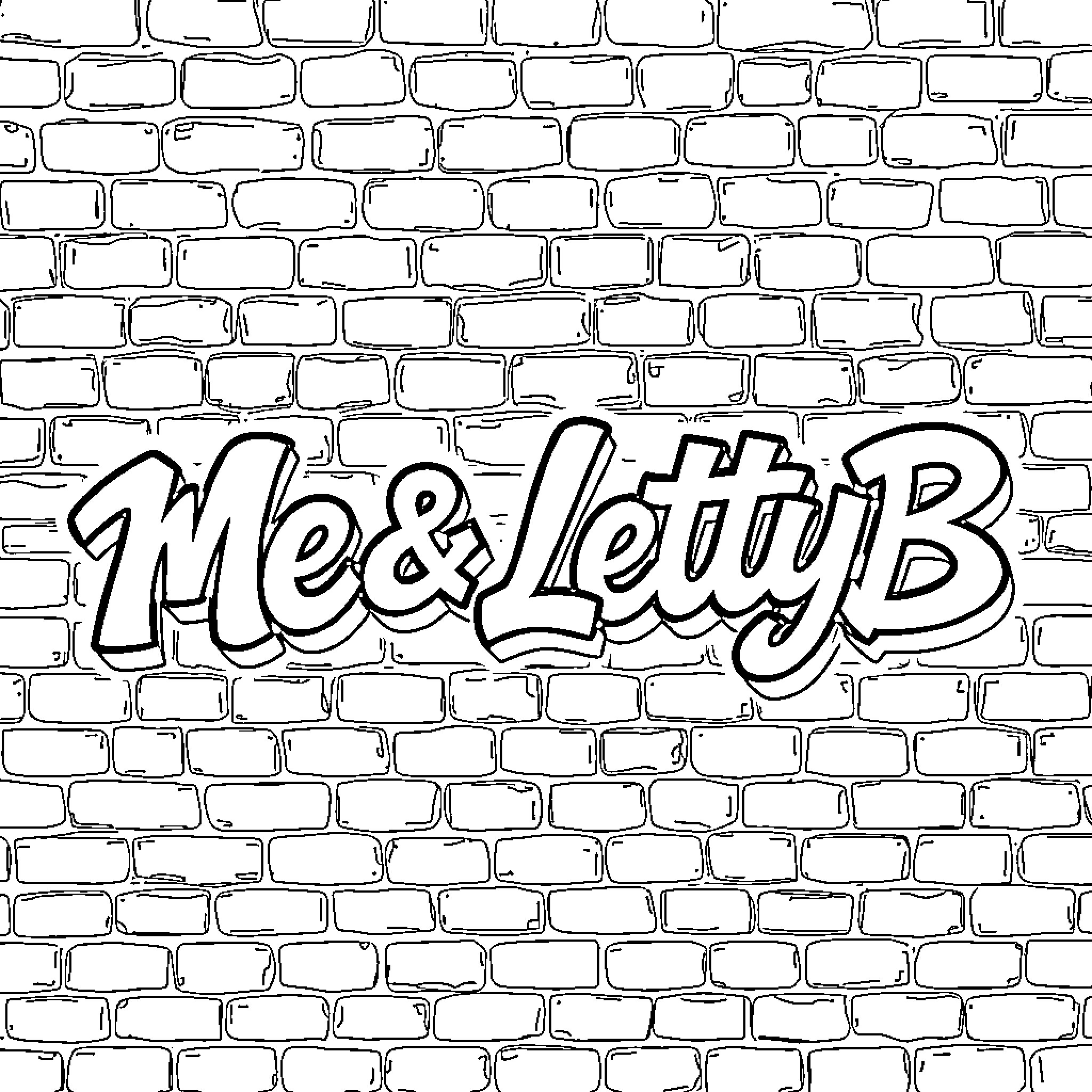 Graffiti art on brick wall Coloring Page (free black-and-white line drawing printable PDF for all, from beginners to advanced learners, including children, teens, adults, and seniors)