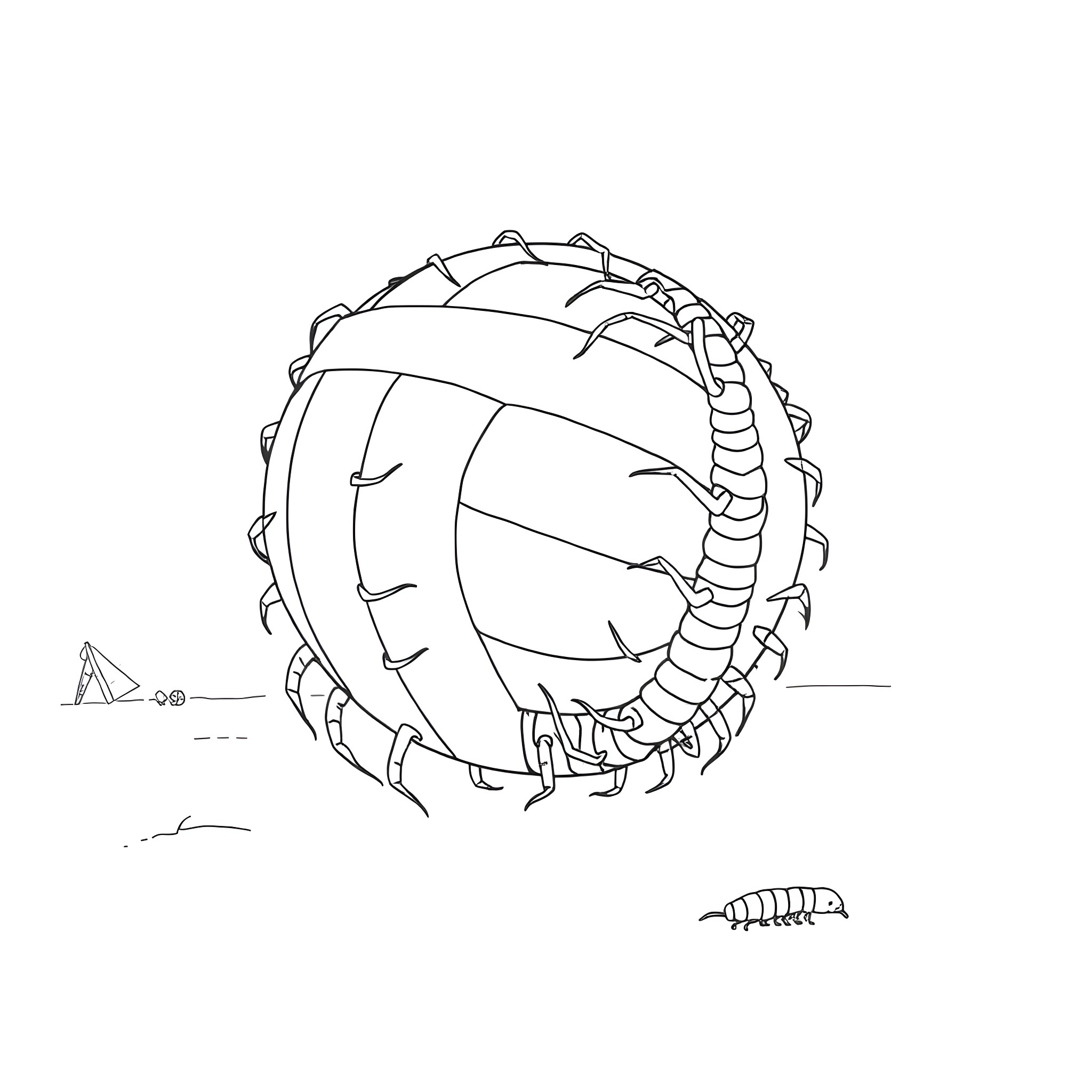 Volleyball with intricate patterns and textures Coloring Page (free black-and-white line drawing printable PDF for all, from beginners to advanced learners, including children, teens, adults, and seniors)