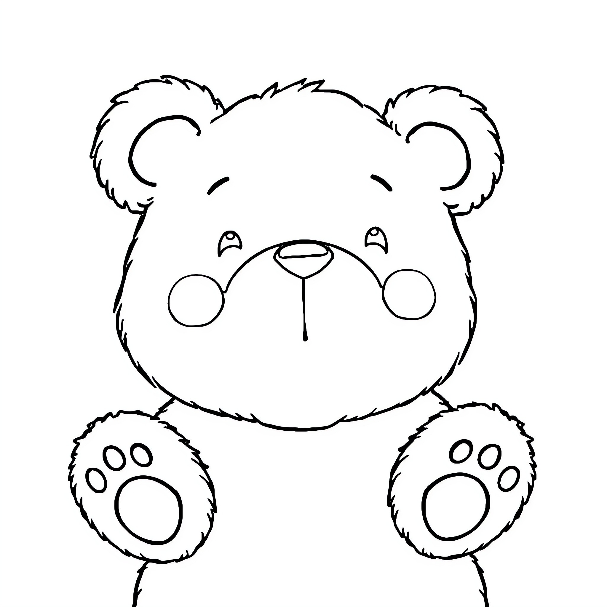 Teddy Bear sitting and smiling Coloring Page (free black-and-white line drawing printable PDF for all, from beginners to advanced learners, including children, teens, adults, and seniors)