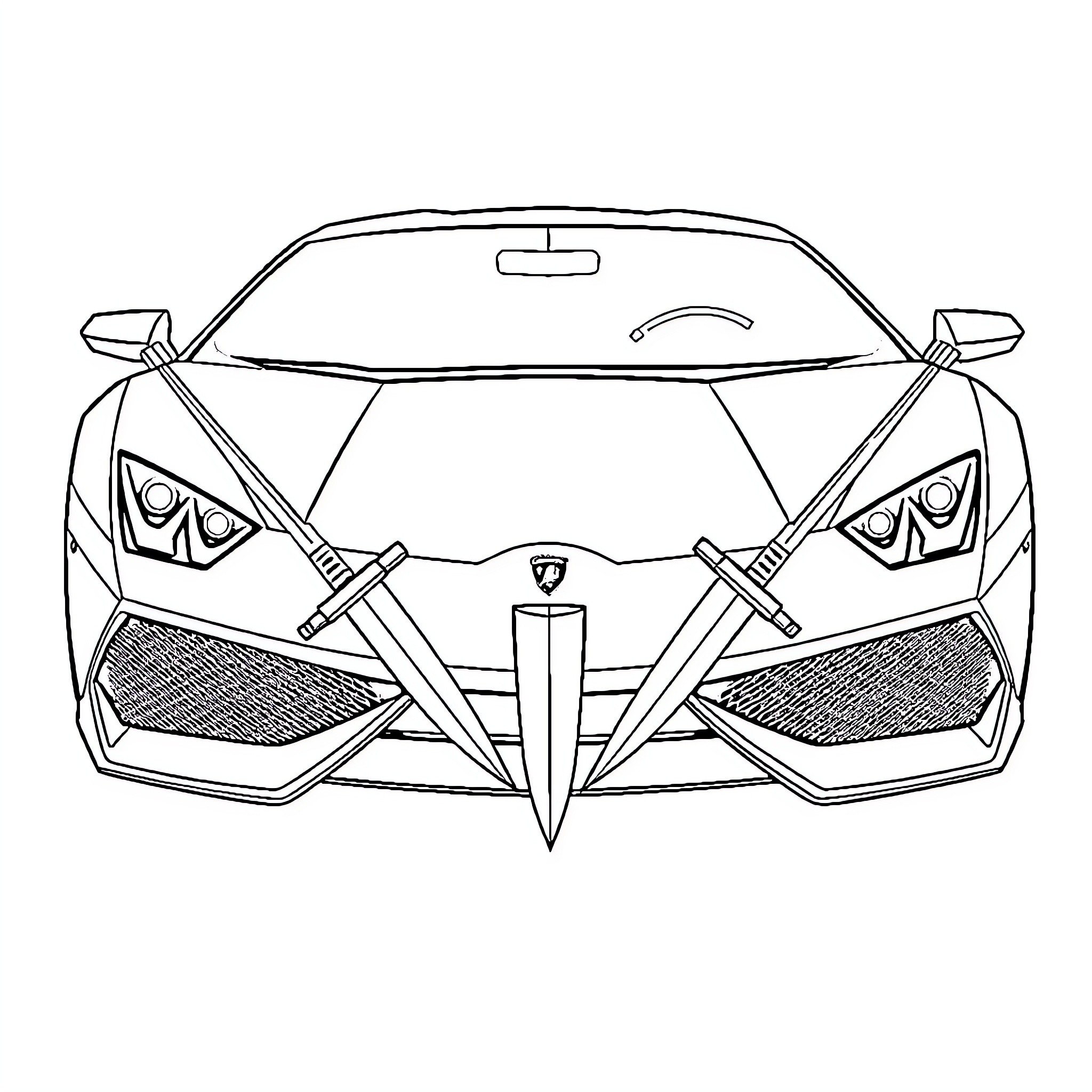 Lamborghini sports car with sharp features Coloring Page (free black-and-white line drawing printable PDF for all, from beginners to advanced learners, including children, teens, adults, and seniors)