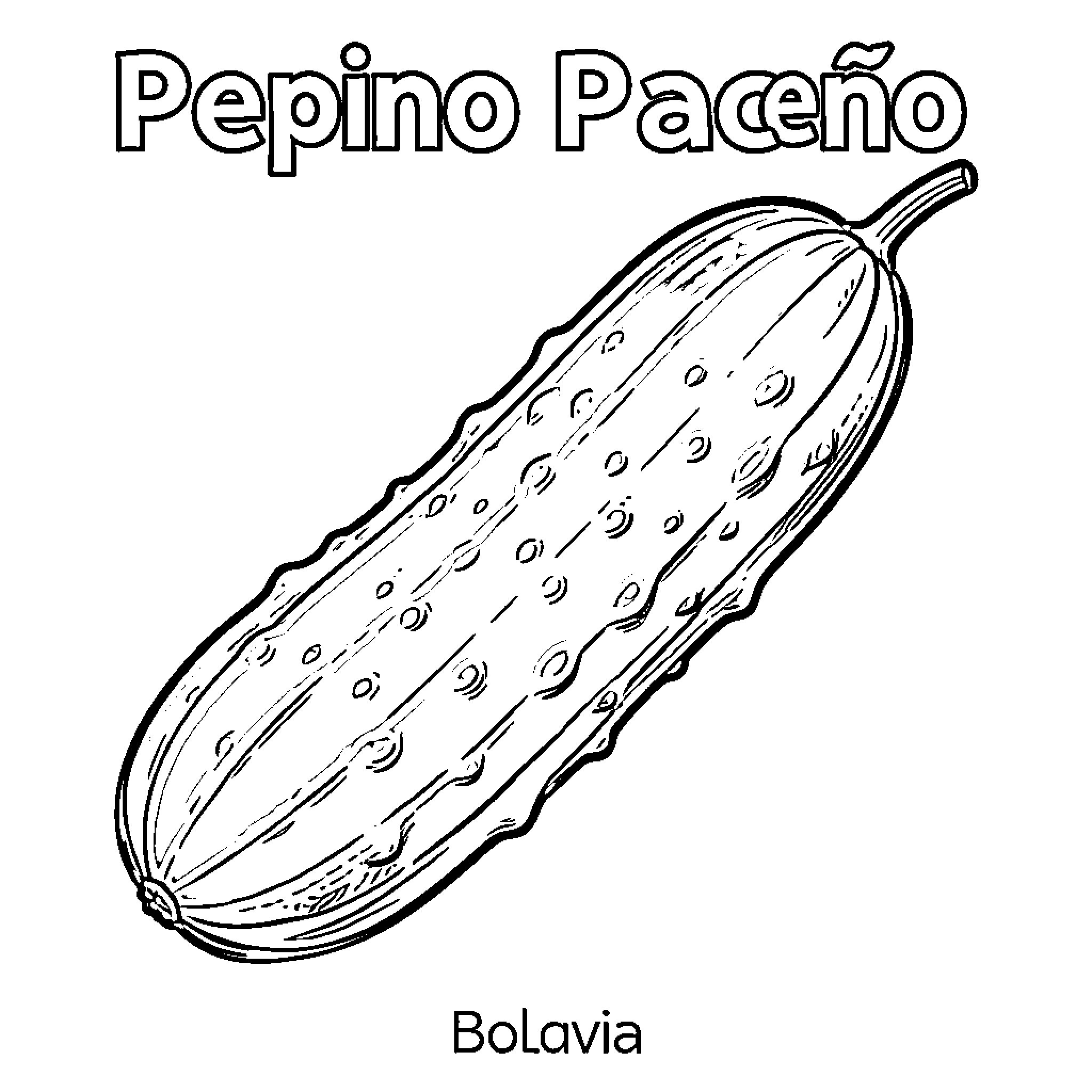Pepino vegetable illustration in black and white Coloring Page (free black-and-white line drawing printable PDF for all, from beginners to advanced learners, including children, teens, adults, and seniors)