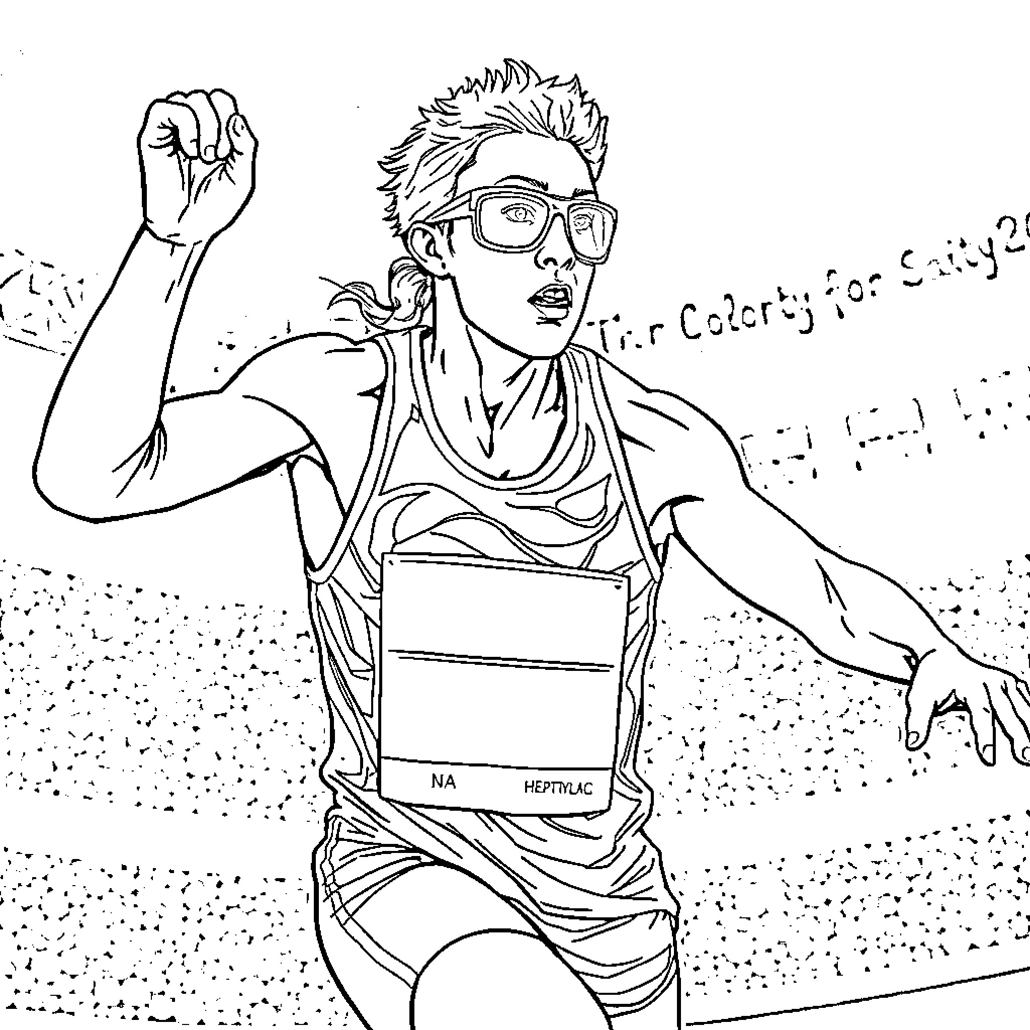 Athlete with Punk Aesthetic in Action Coloring Page (free black-and-white line drawing printable PDF for all, from beginners to advanced learners, including children, teens, adults, and seniors)