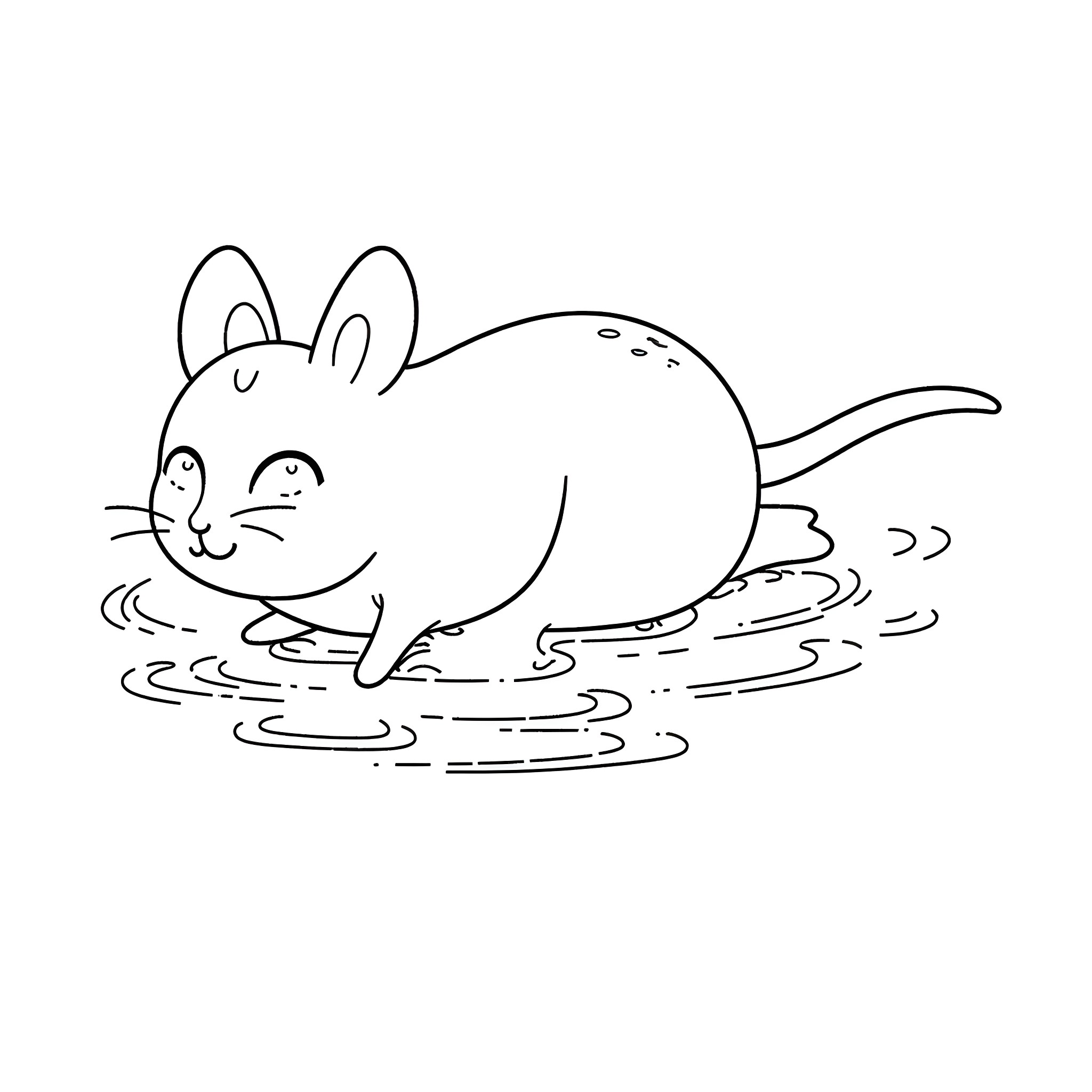 Tacchino rodent playing in the water Coloring Page (free black-and-white line drawing printable PDF for all, from beginners to advanced learners, including children, teens, adults, and seniors)