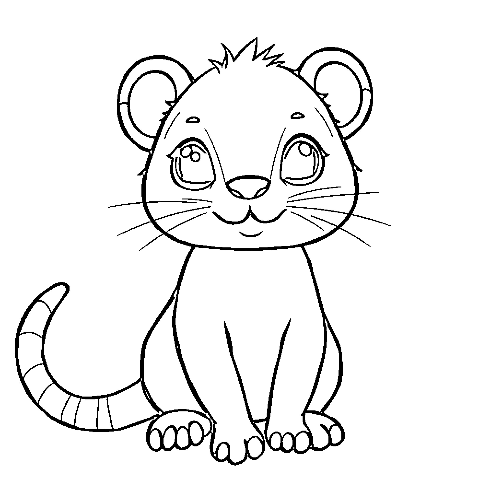 Zebra cub with large eyes and pointed ears Coloring Page (free black-and-white line drawing printable PDF for all, from beginners to advanced learners, including children, teens, adults, and seniors)