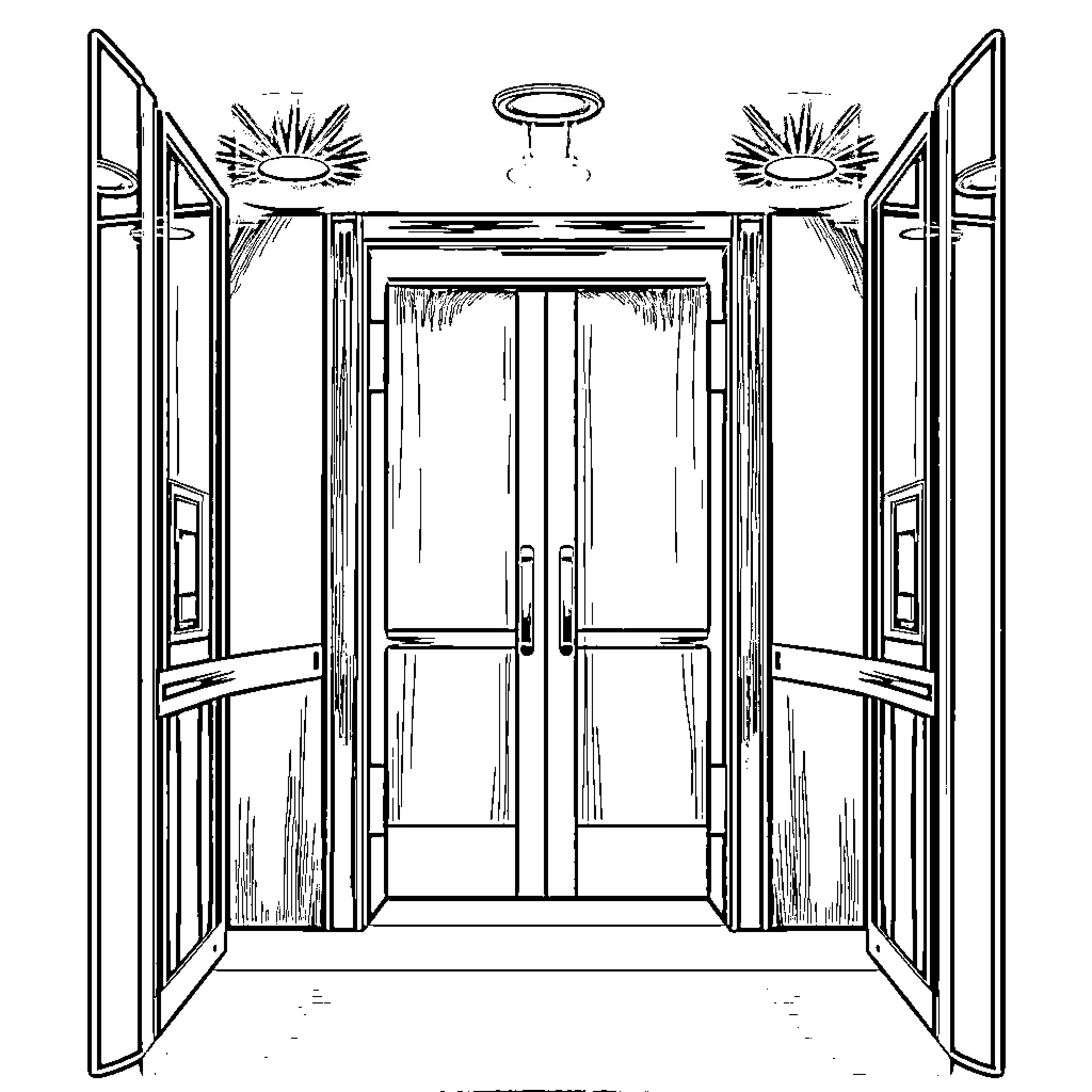 Leviator's grand entrance through ornate doorway Coloring Page (free black-and-white line drawing printable PDF for all, from beginners to advanced learners, including children, teens, adults, and seniors)
