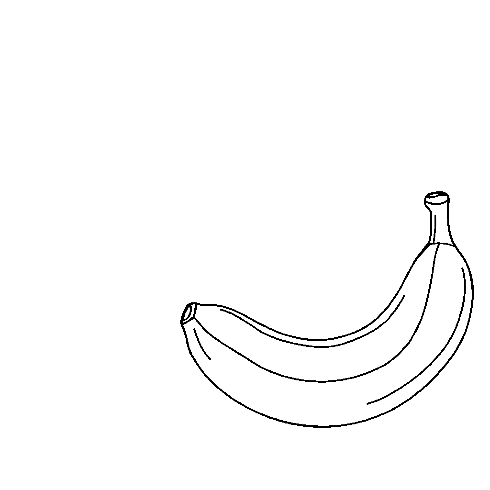 Banana in simple line art Coloring Page (free black-and-white line drawing printable PDF for all, from beginners to advanced learners, including children, teens, adults, and seniors)