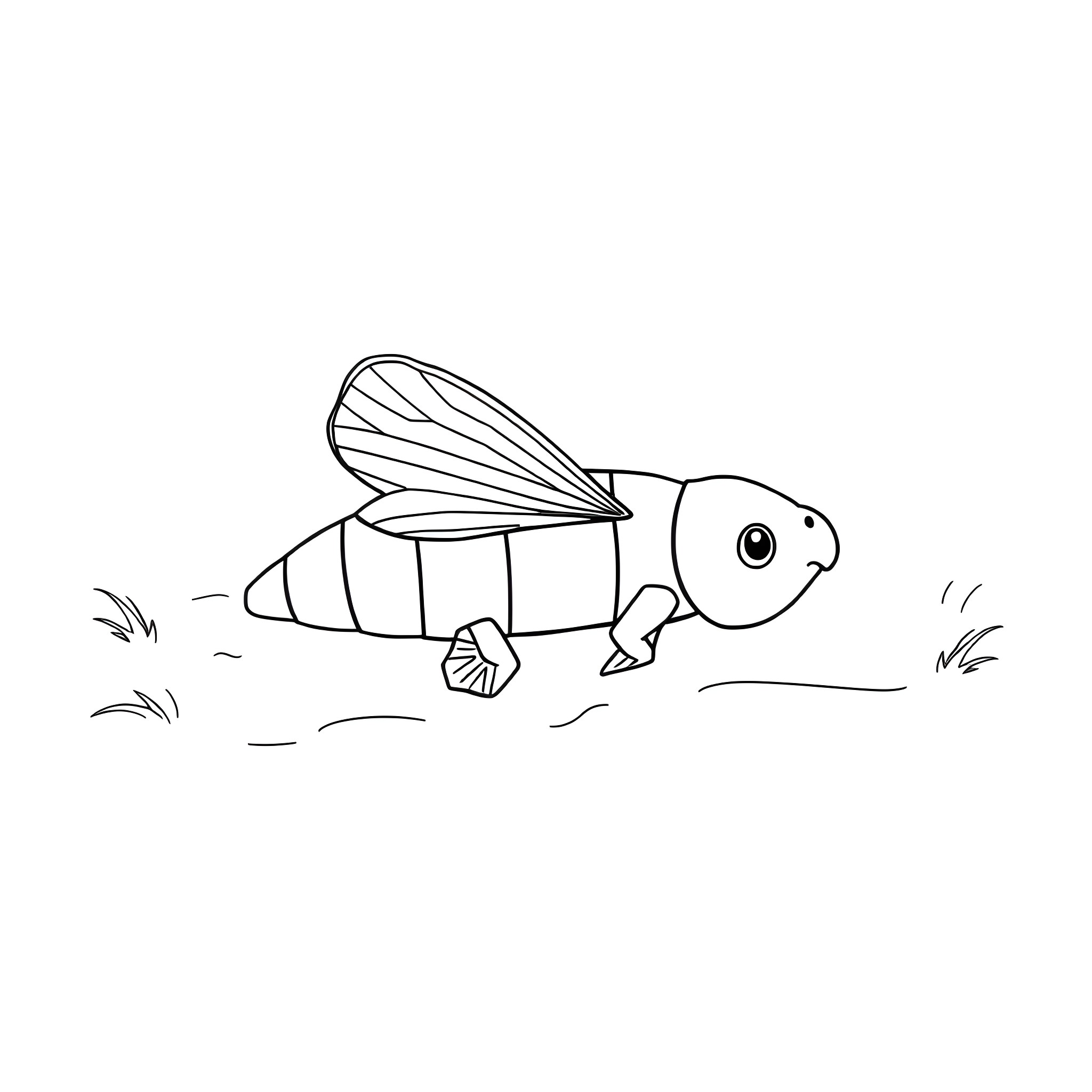 Dunsparce moving swiftly through the grass Coloring Page (free black-and-white line drawing printable PDF for all, from beginners to advanced learners, including children, teens, adults, and seniors)