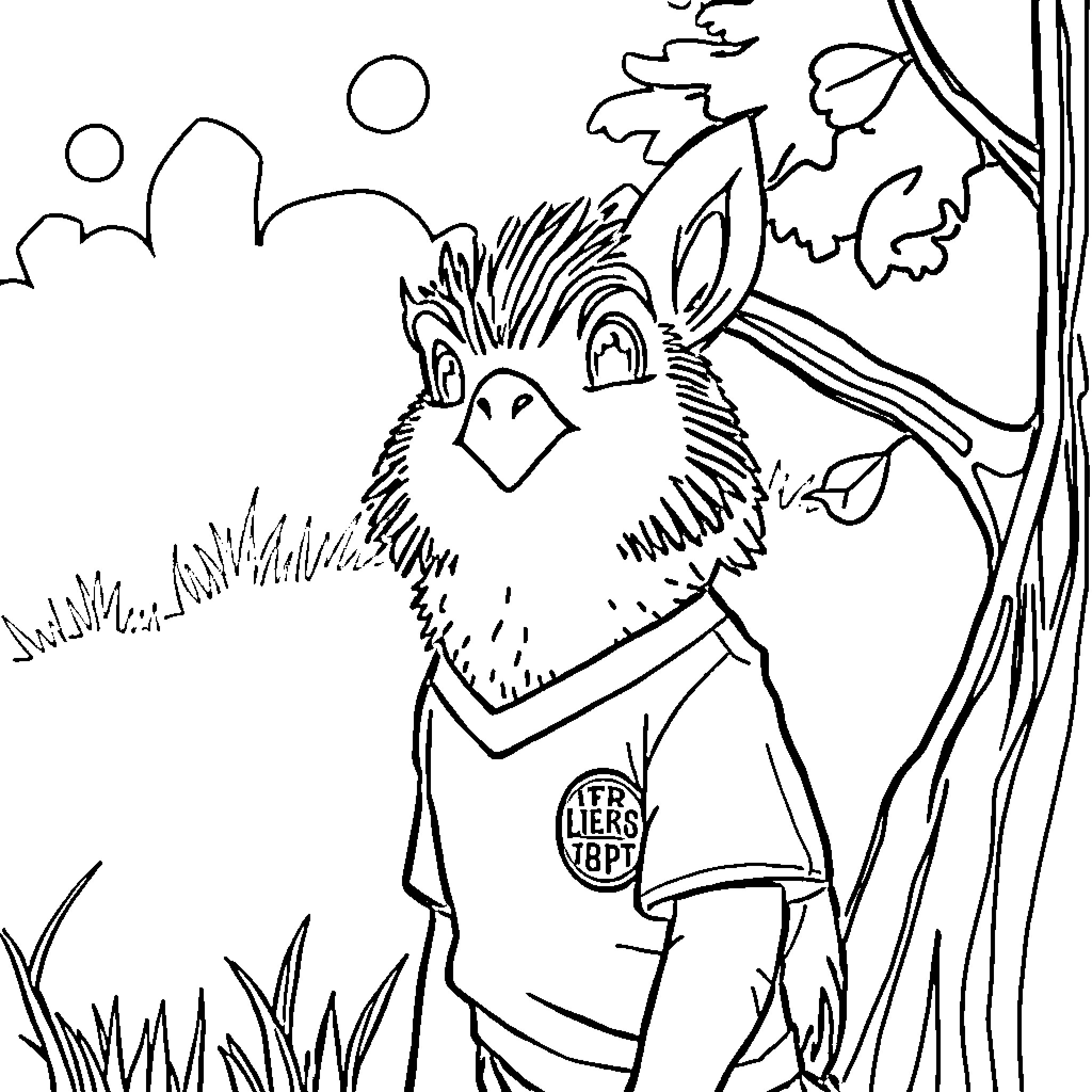 Kabouter exploring the whimsical woodland Coloring Page (free black-and-white line drawing printable PDF for all, from beginners to advanced learners, including children, teens, adults, and seniors)