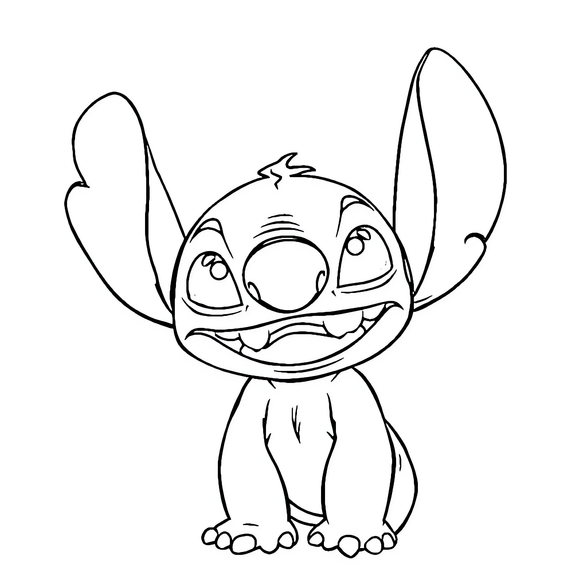 Stitch making a silly face Coloring Page (free black-and-white line drawing printable PDF for all, from beginners to advanced learners, including children, teens, adults, and seniors)