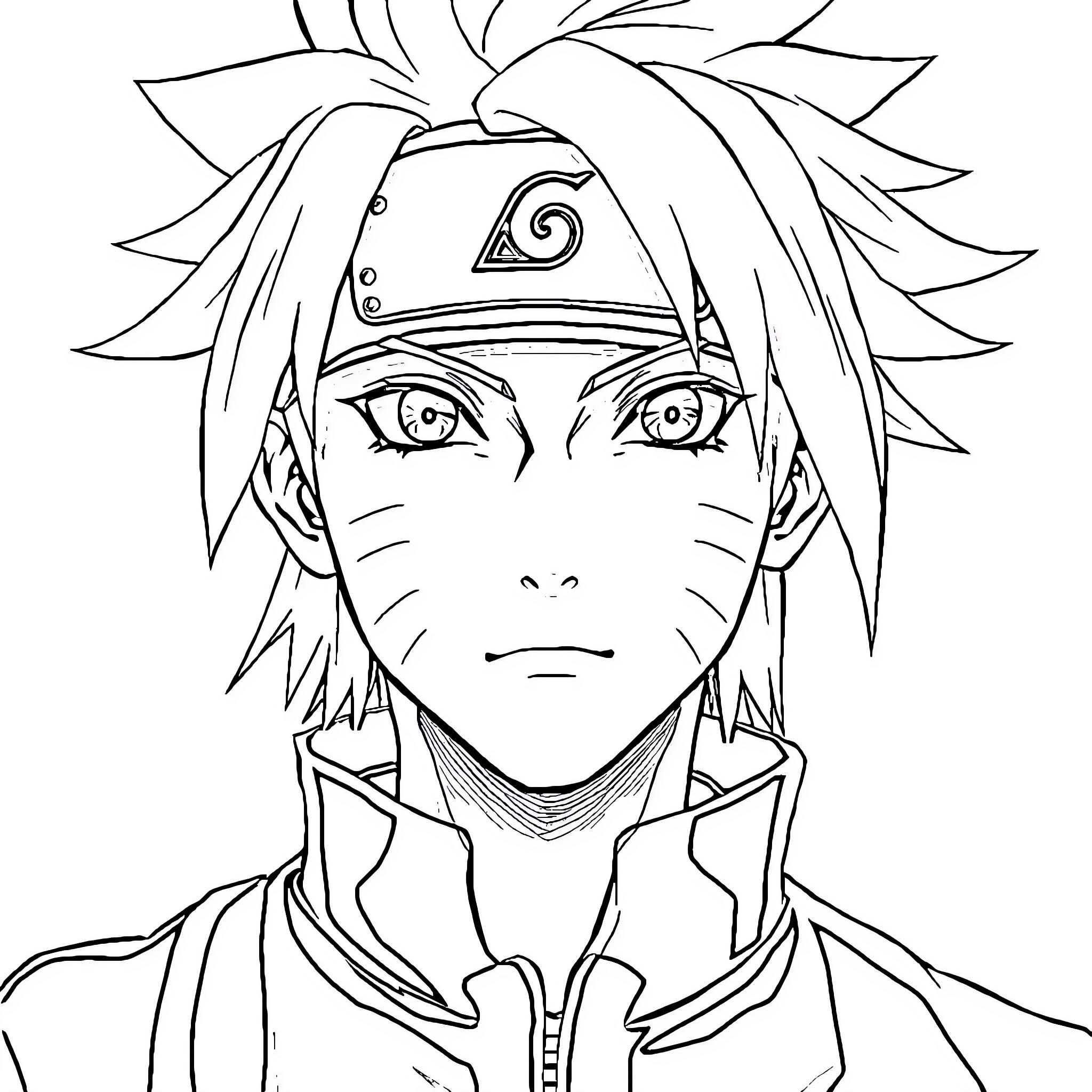 Genin ninja character in combat-ready pose Coloring Page (free black-and-white line drawing printable PDF for all, from beginners to advanced learners, including children, teens, adults, and seniors)