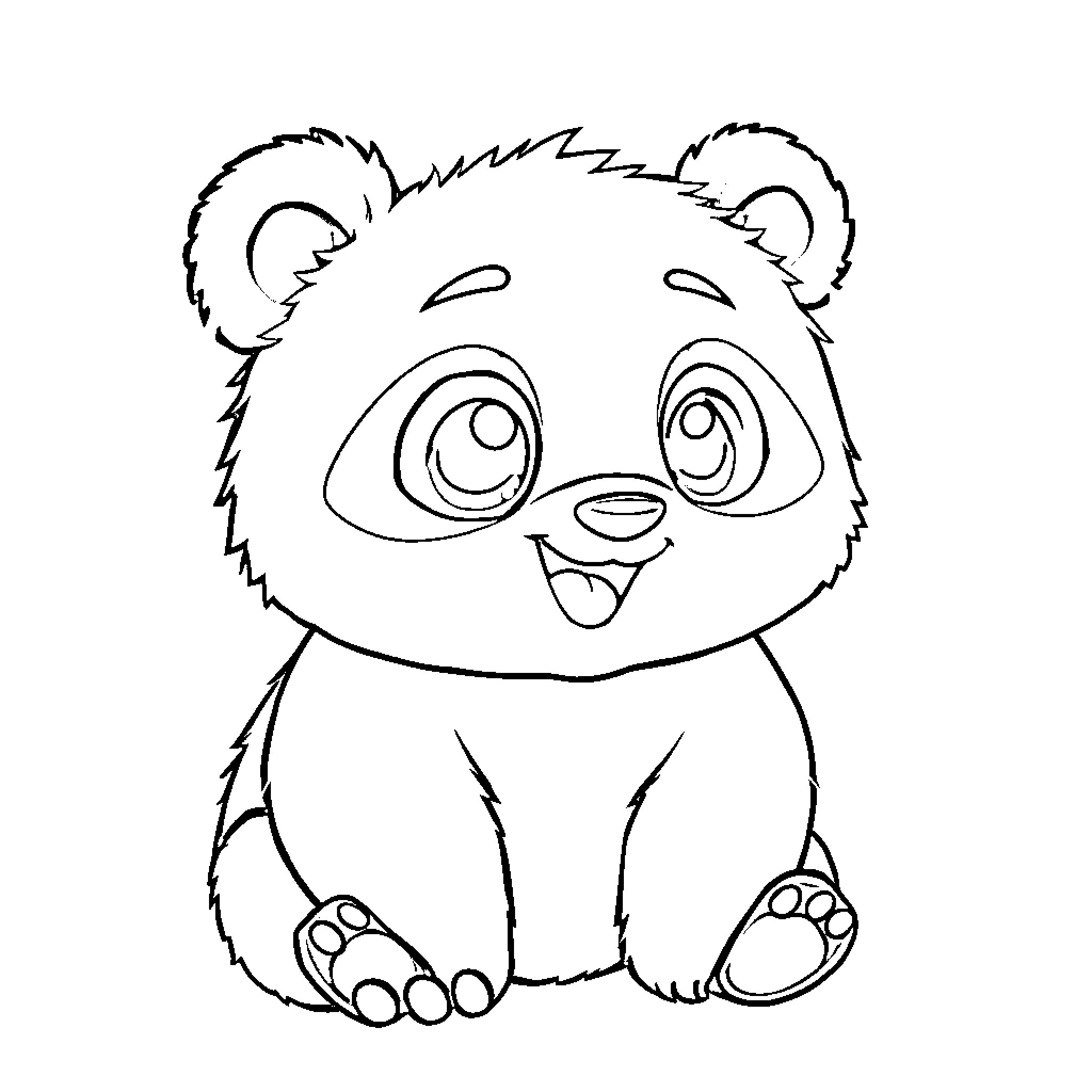 Panda enjoying a playful moment Coloring Page (free black-and-white line drawing printable PDF for all, from beginners to advanced learners, including children, teens, adults, and seniors)