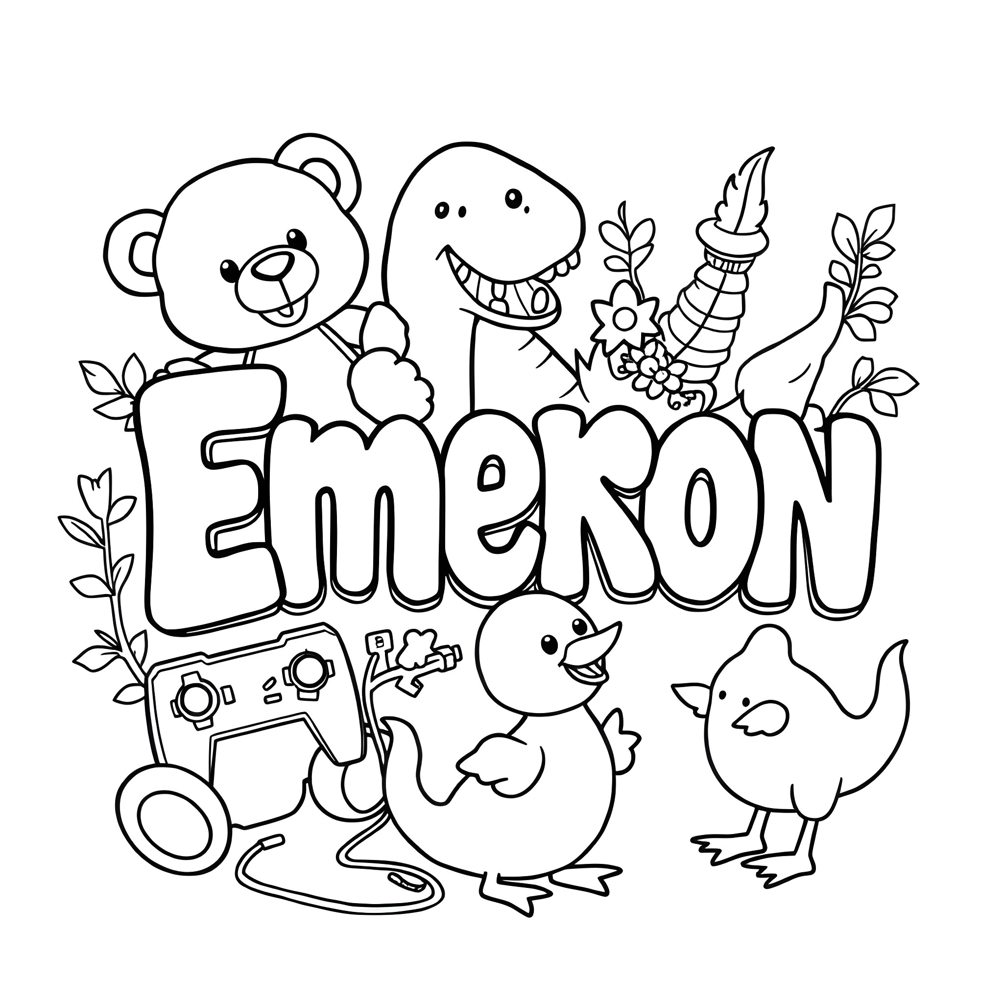 Teddy Bear and Friends Having Fun Coloring Page (free black-and-white line drawing printable PDF for all, from beginners to advanced learners, including children, teens, adults, and seniors)