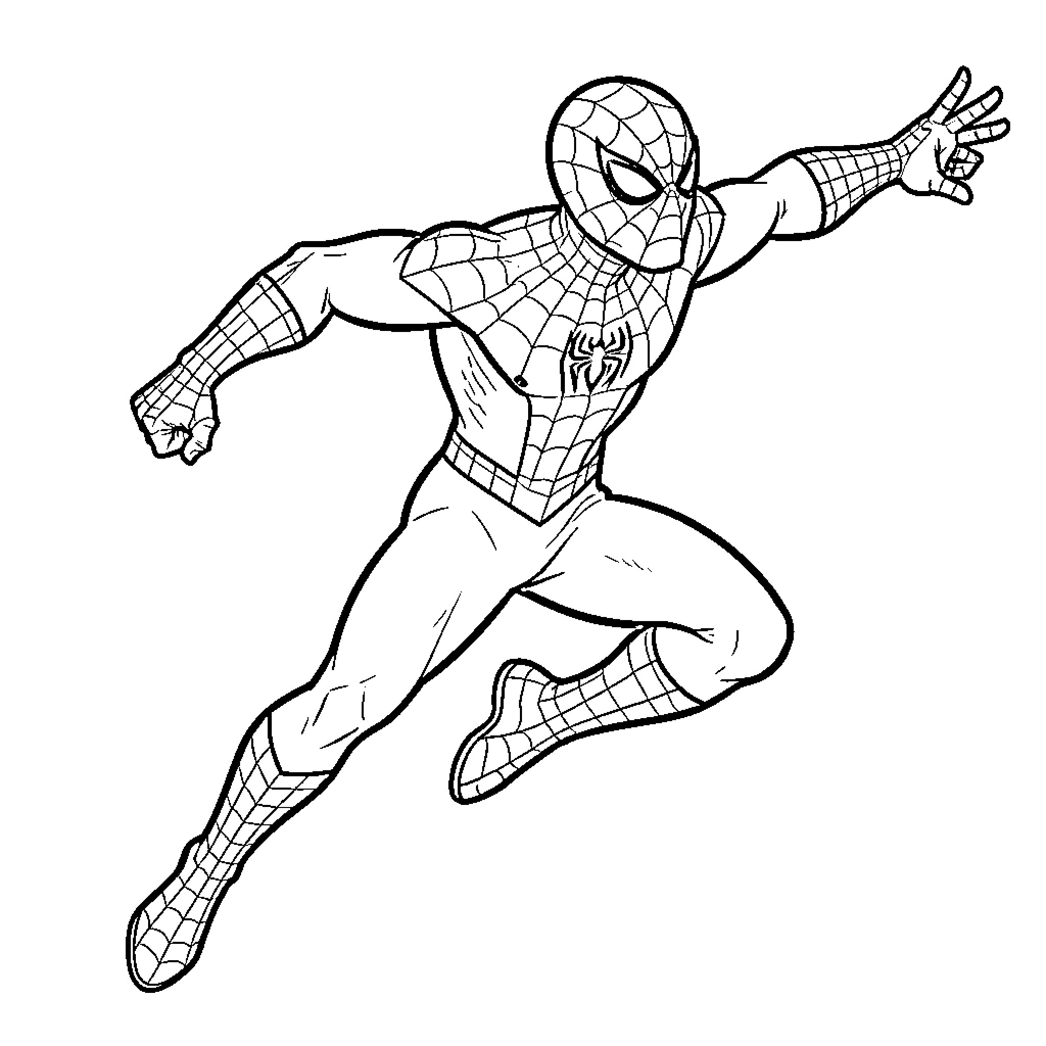 Grenouille wearing a superhero suit in action pose Coloring Page (free black-and-white line drawing printable PDF for all, from beginners to advanced learners, including children, teens, adults, and seniors)