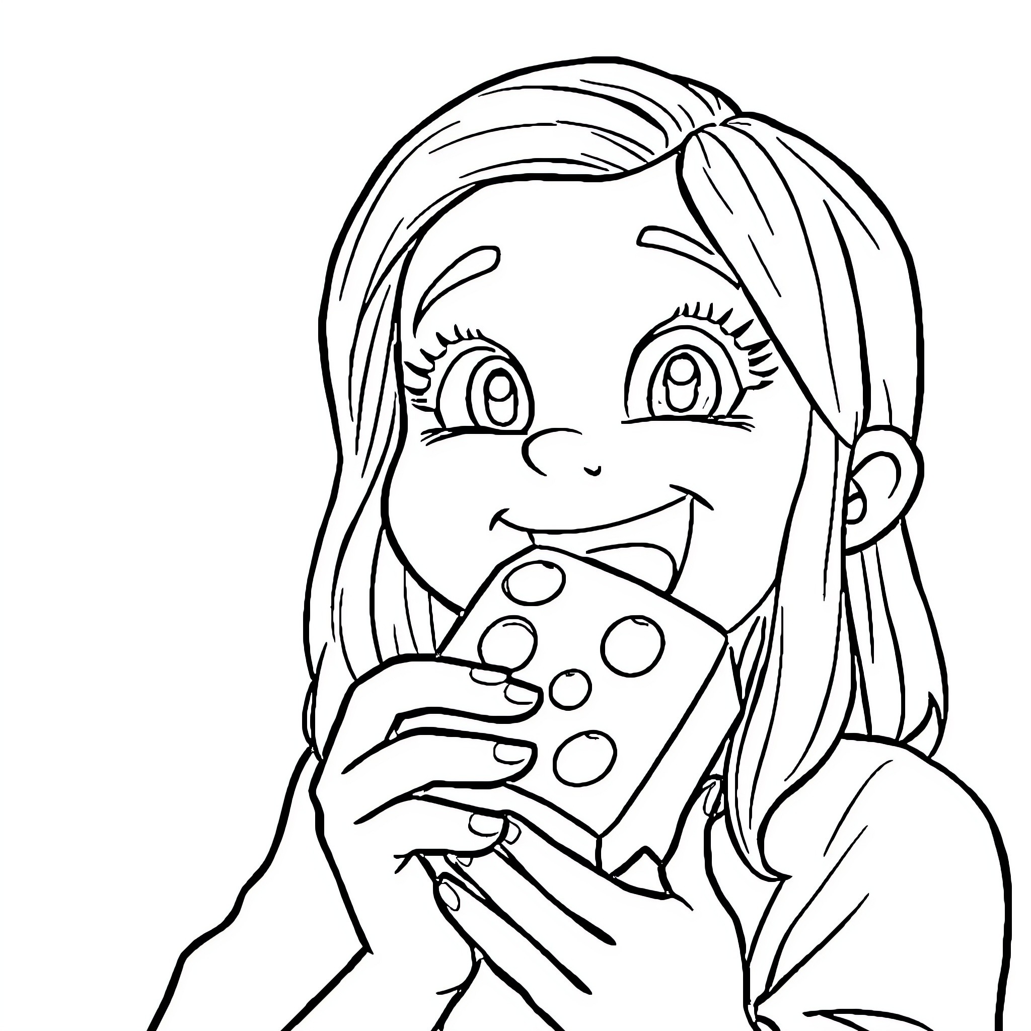 Lina playing with toys Coloring Page (free black-and-white line drawing printable PDF for all, from beginners to advanced learners, including children, teens, adults, and seniors)