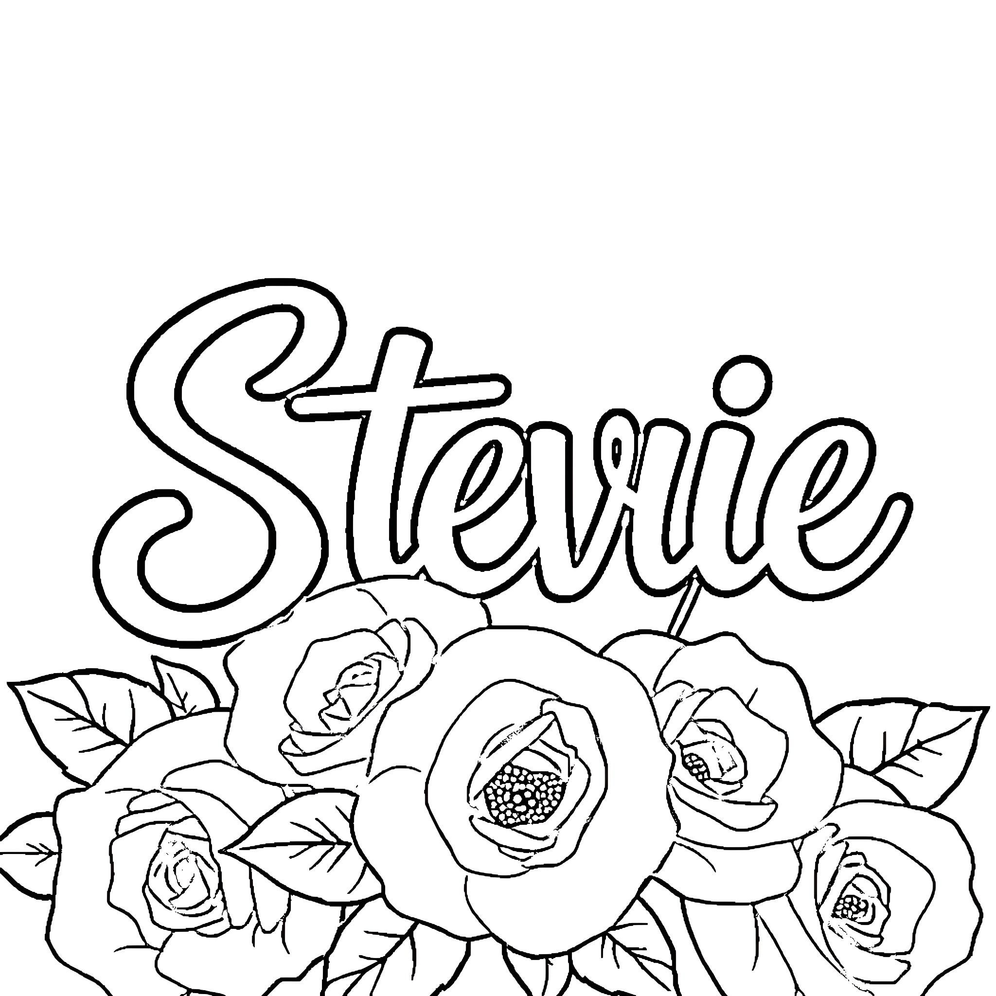 Stevie's Floral Artistry Coloring Page (free black-and-white line drawing printable PDF for all, from beginners to advanced learners, including children, teens, adults, and seniors)
