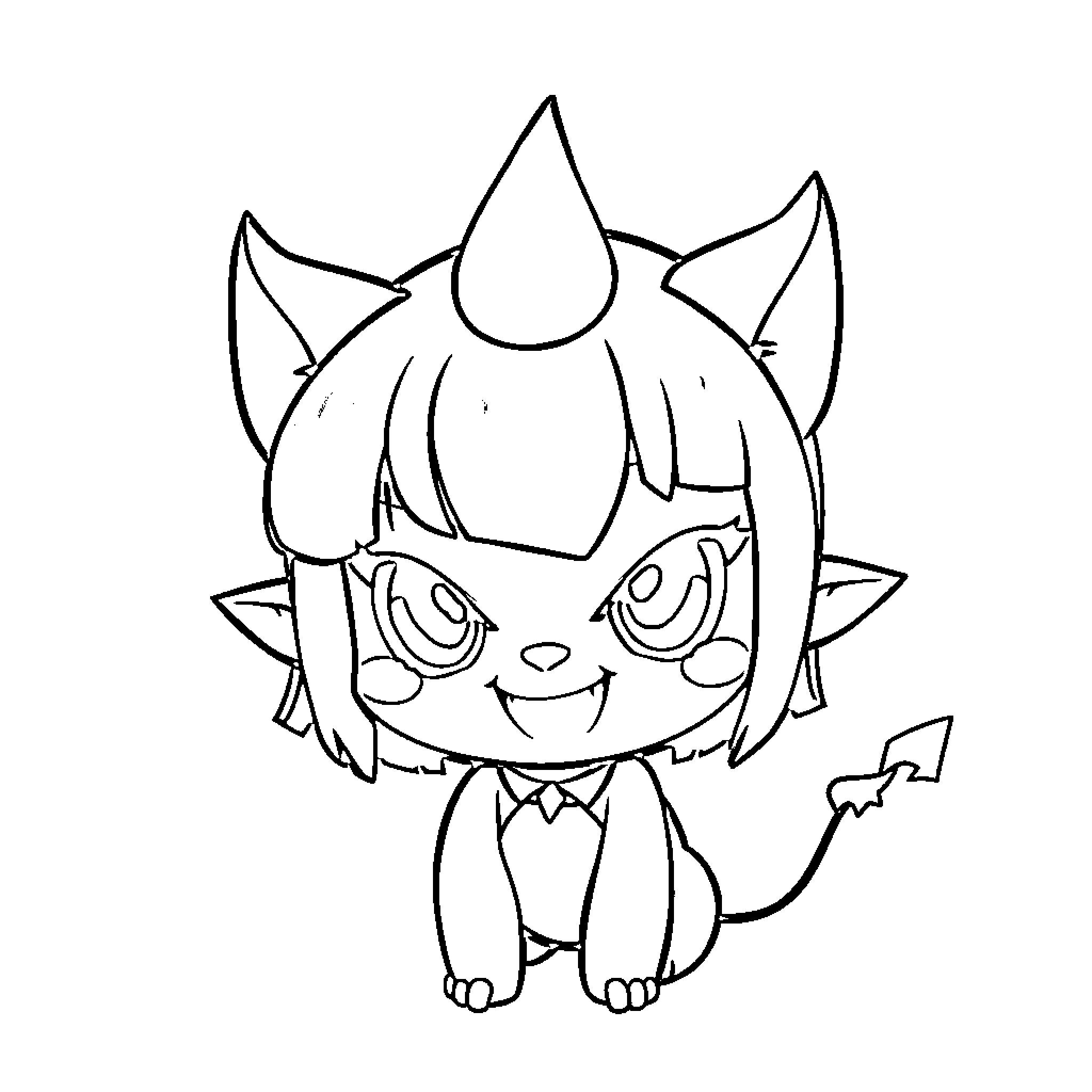 Kuromi's Charming Mischief Coloring Page (free black-and-white line drawing printable PDF for all, from beginners to advanced learners, including children, teens, adults, and seniors)