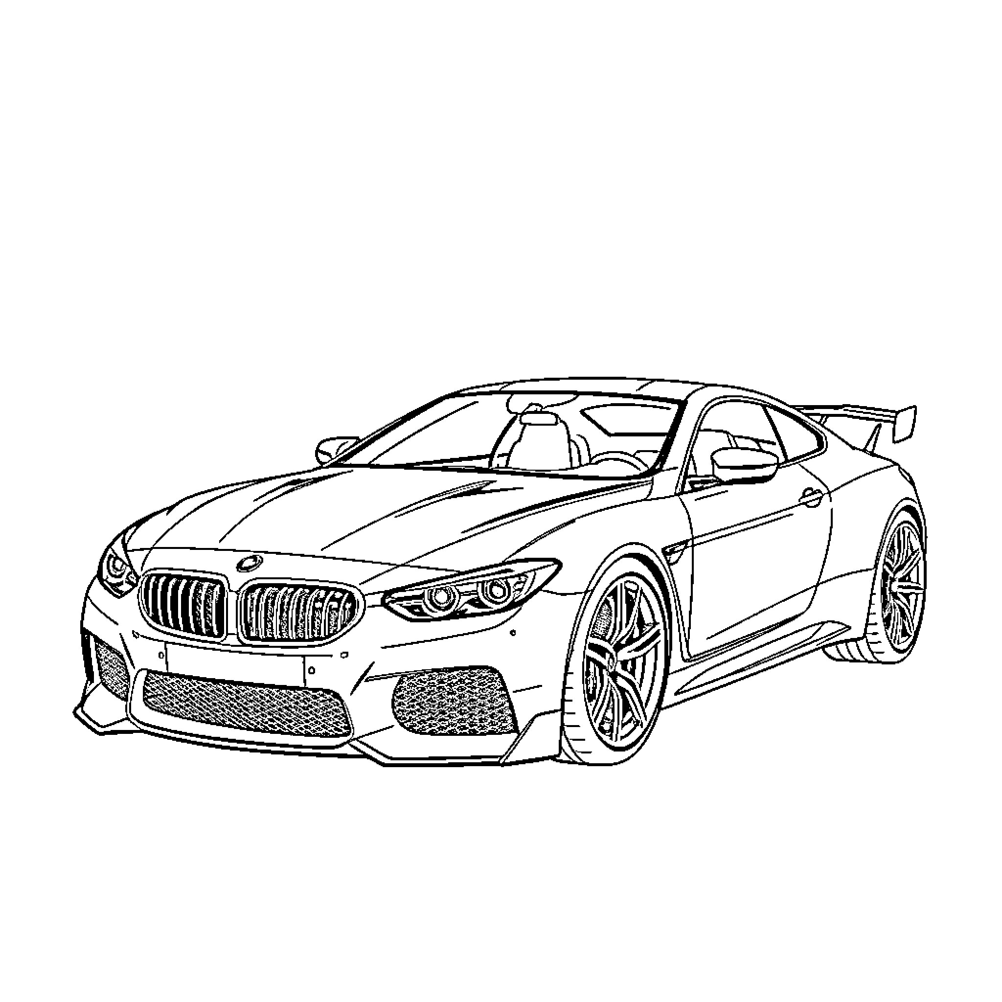 Auto Deportivo with Sporty Aerodynamic Design Coloring Page (free black-and-white line drawing printable PDF for all, from beginners to advanced learners, including children, teens, adults, and seniors)