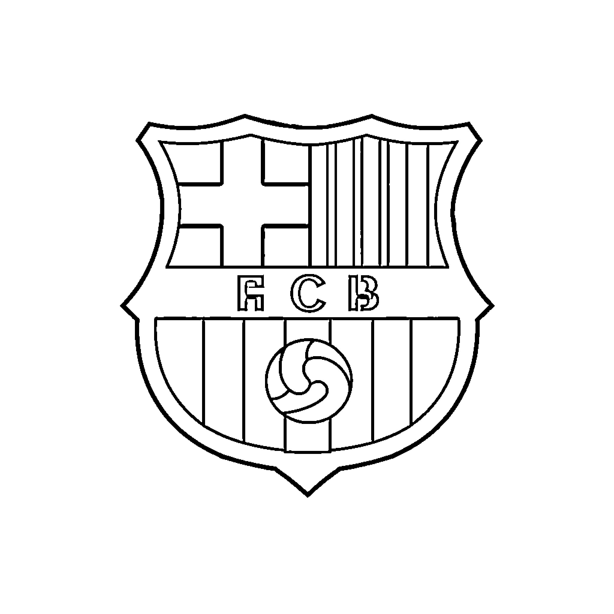 Barca crest with shield design Coloring Page (free black-and-white line drawing printable PDF for all, from beginners to advanced learners, including children, teens, adults, and seniors)