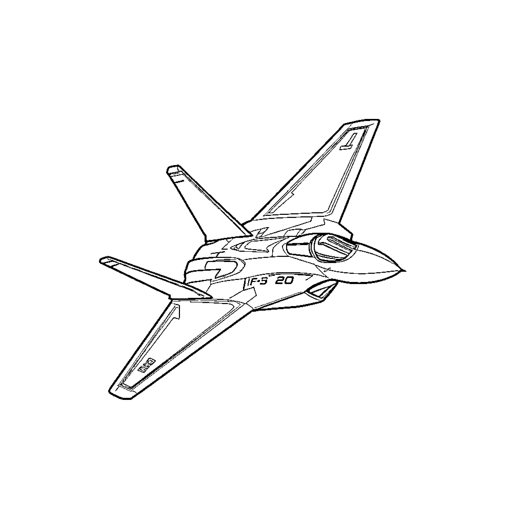 F-22 Raptor fighter jet in flight Coloring Page (free black-and-white line drawing printable PDF for all, from beginners to advanced learners, including children, teens, adults, and seniors)