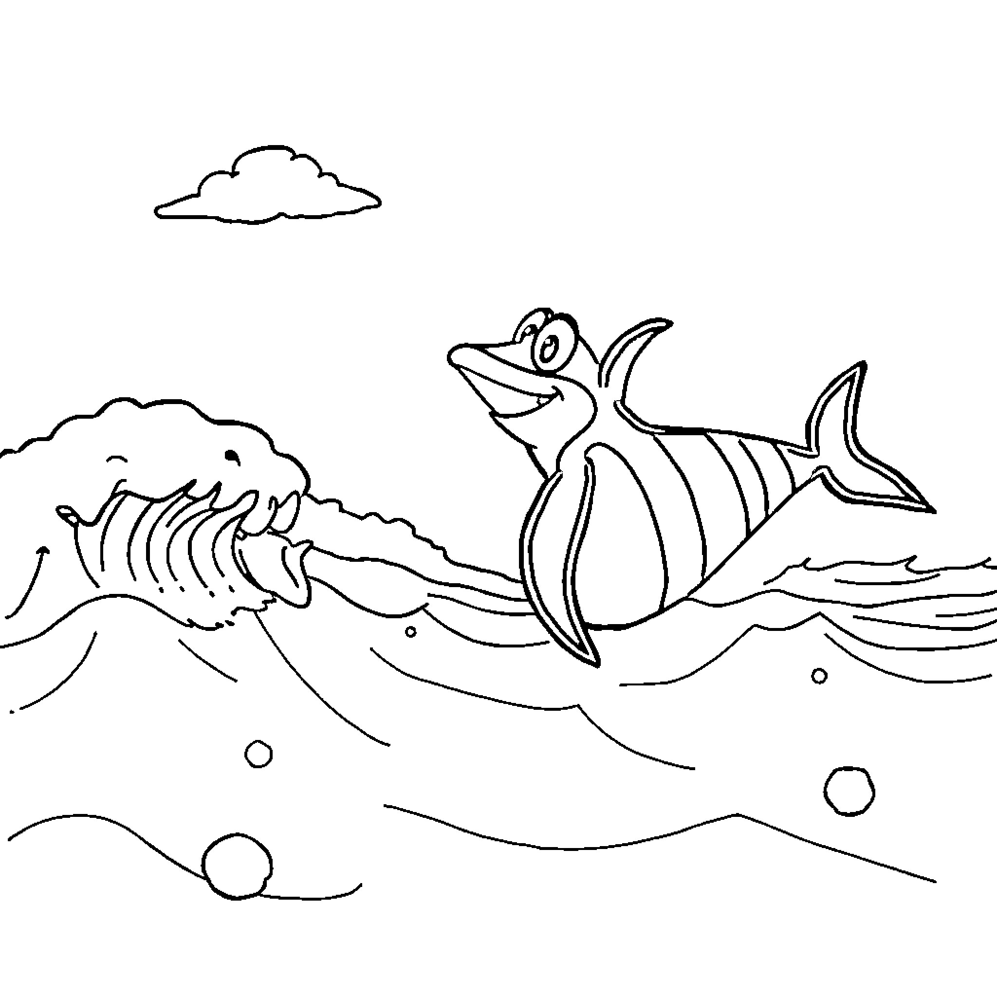 Patrol the Underwater Aquatic Adventure Coloring Page (free black-and-white line drawing printable PDF for all, from beginners to advanced learners, including children, teens, adults, and seniors)