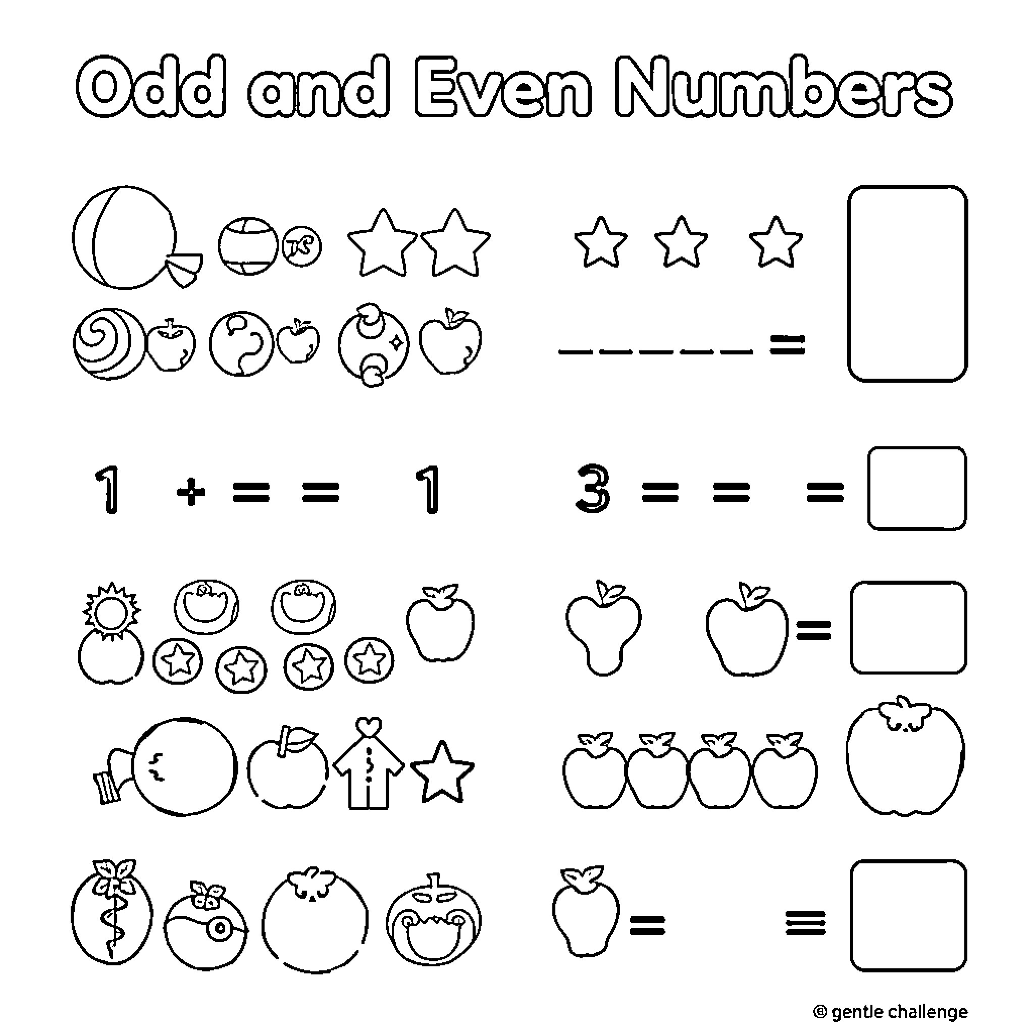 Math Concepts: Odd and Even Numbers with Symbols Coloring Page (free black-and-white line drawing printable PDF for all, from beginners to advanced learners, including children, teens, adults, and seniors)