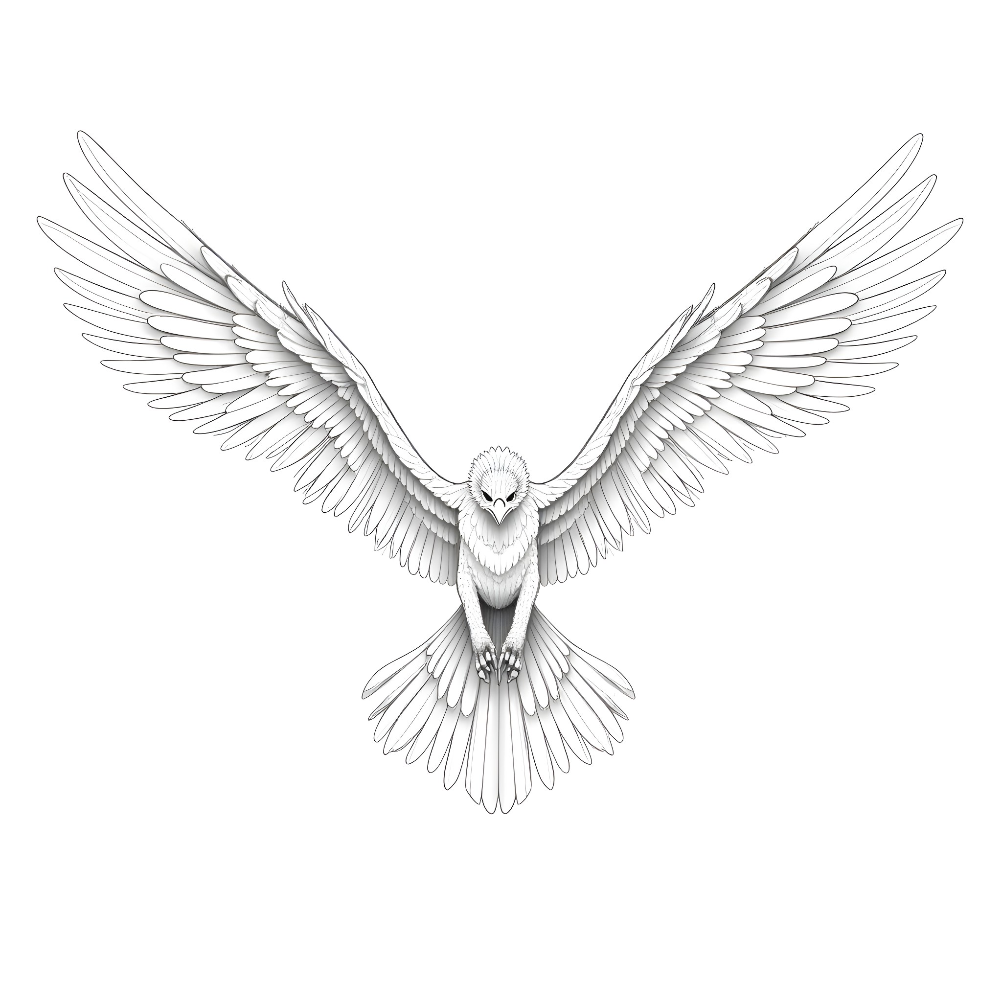 Valstrax - Majestic Eagle Spreading Wings Coloring Page (free black-and-white line drawing printable PDF for all, from beginners to advanced learners, including children, teens, adults, and seniors)