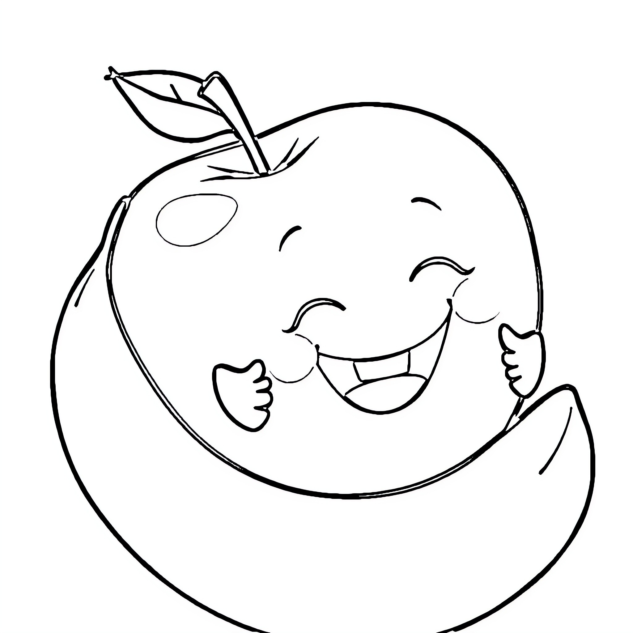 Fruit with happy expression Coloring Page (free black-and-white line drawing printable PDF for all, from beginners to advanced learners, including children, teens, adults, and seniors)