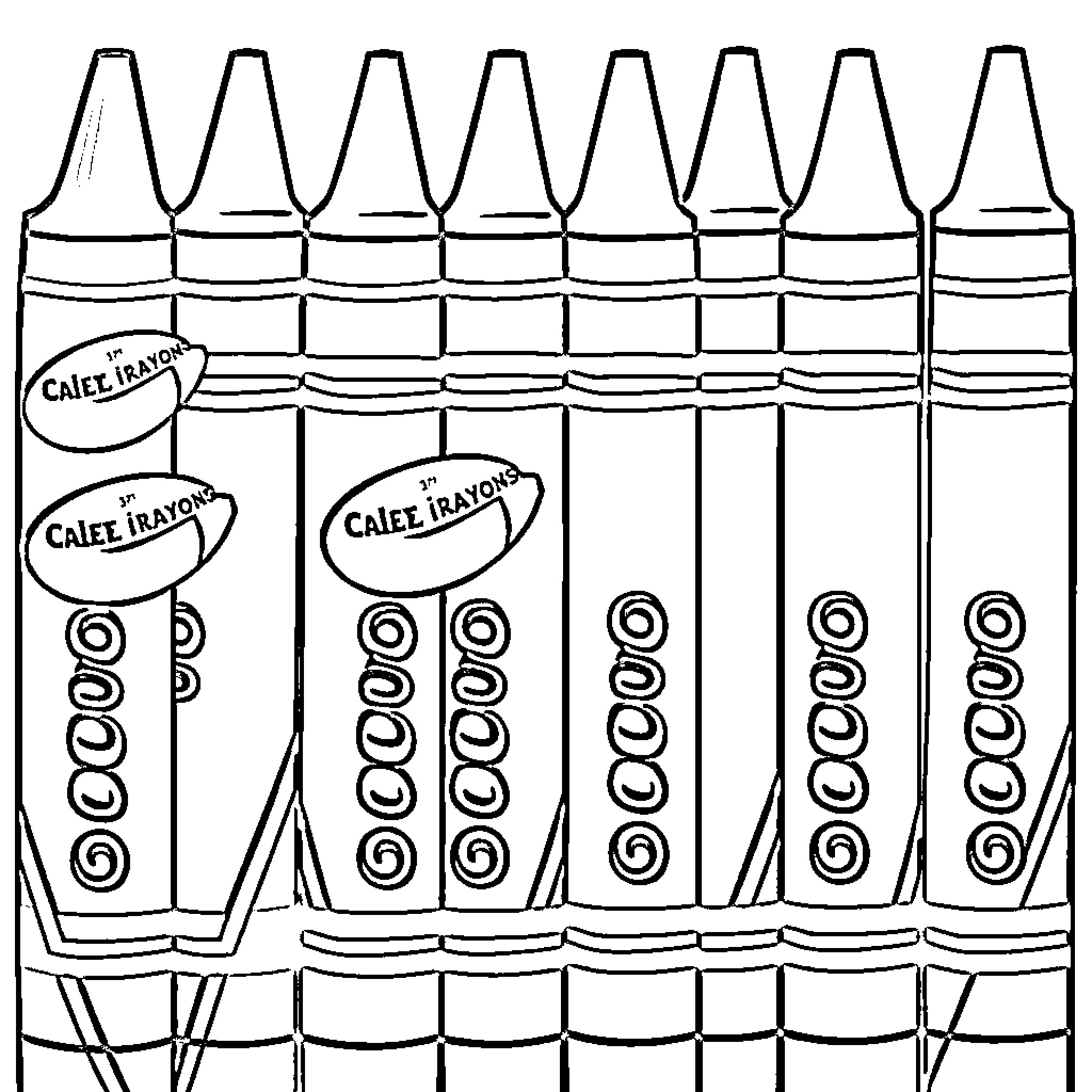 Crayon box filled with diverse drawing instruments Coloring Page (free black-and-white line drawing printable PDF for all, from beginners to advanced learners, including children, teens, adults, and seniors)