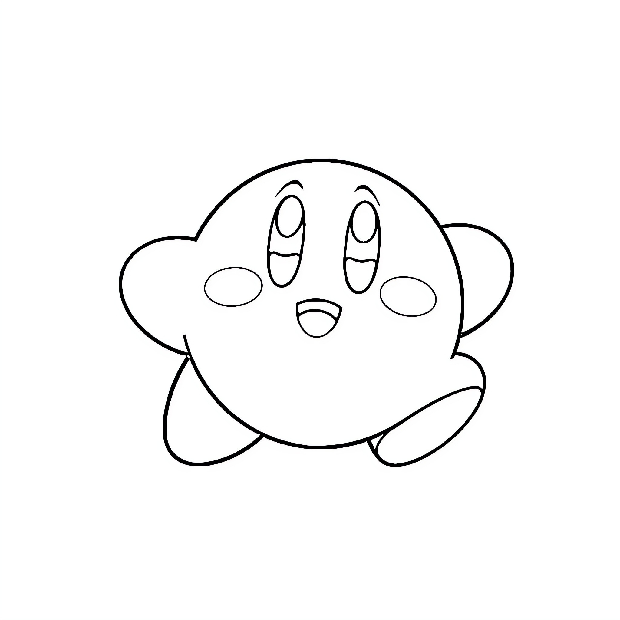 Kirby in a simple outline Coloring Page (free black-and-white line drawing printable PDF for all, from beginners to advanced learners, including children, teens, adults, and seniors)