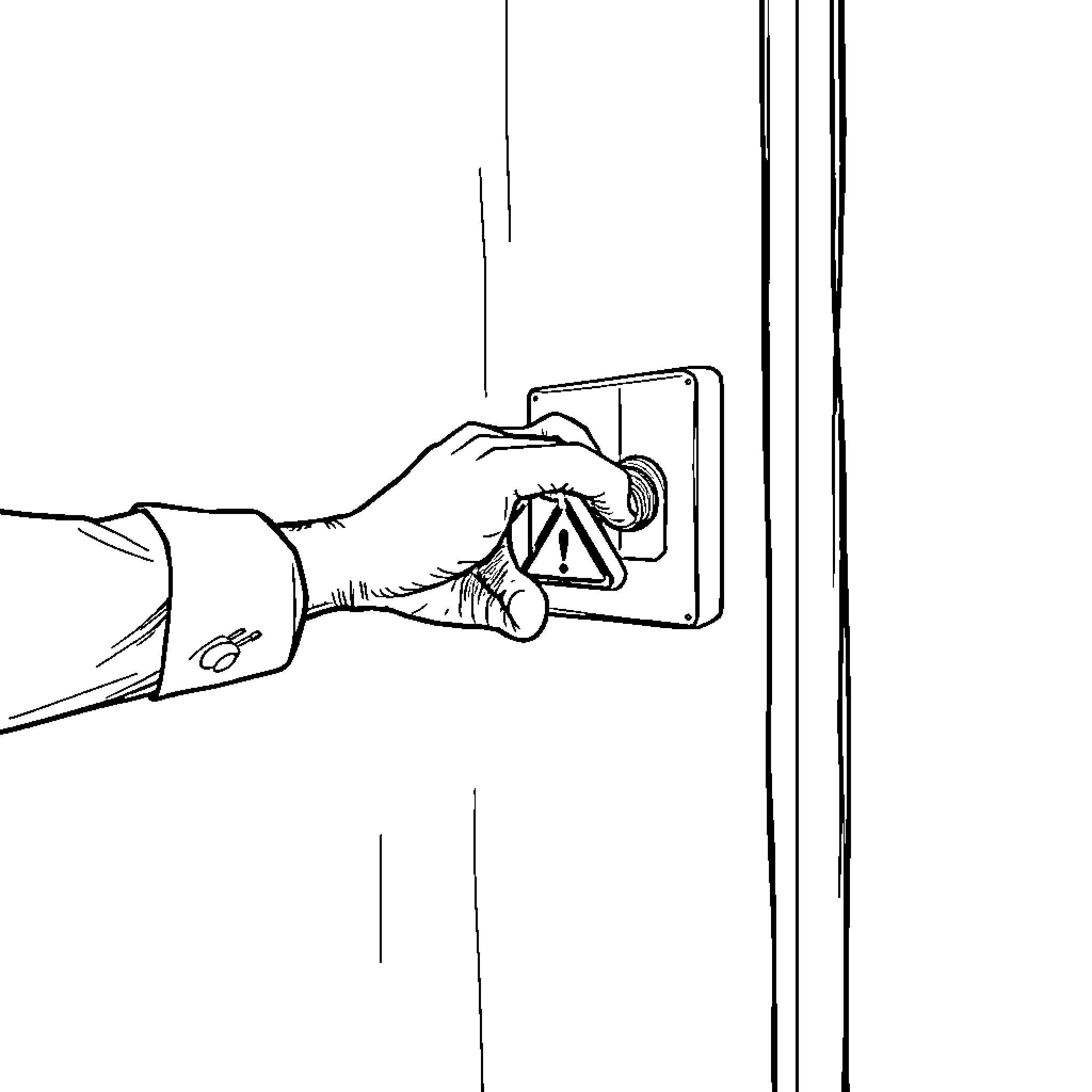 Person turning on a light switch Coloring Page (free black-and-white line drawing printable PDF for all, from beginners to advanced learners, including children, teens, adults, and seniors)