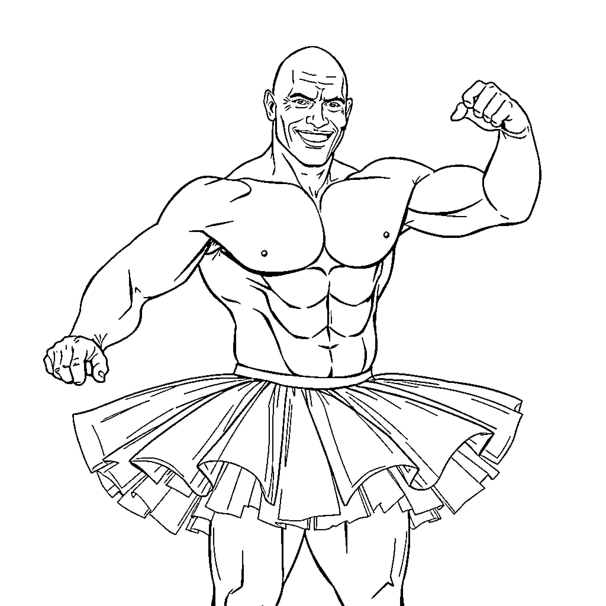 Dwayne Johnson in a Flamenco-Inspired Outfit Coloring Page (free black-and-white line drawing printable PDF for all, from beginners to advanced learners, including children, teens, adults, and seniors)
