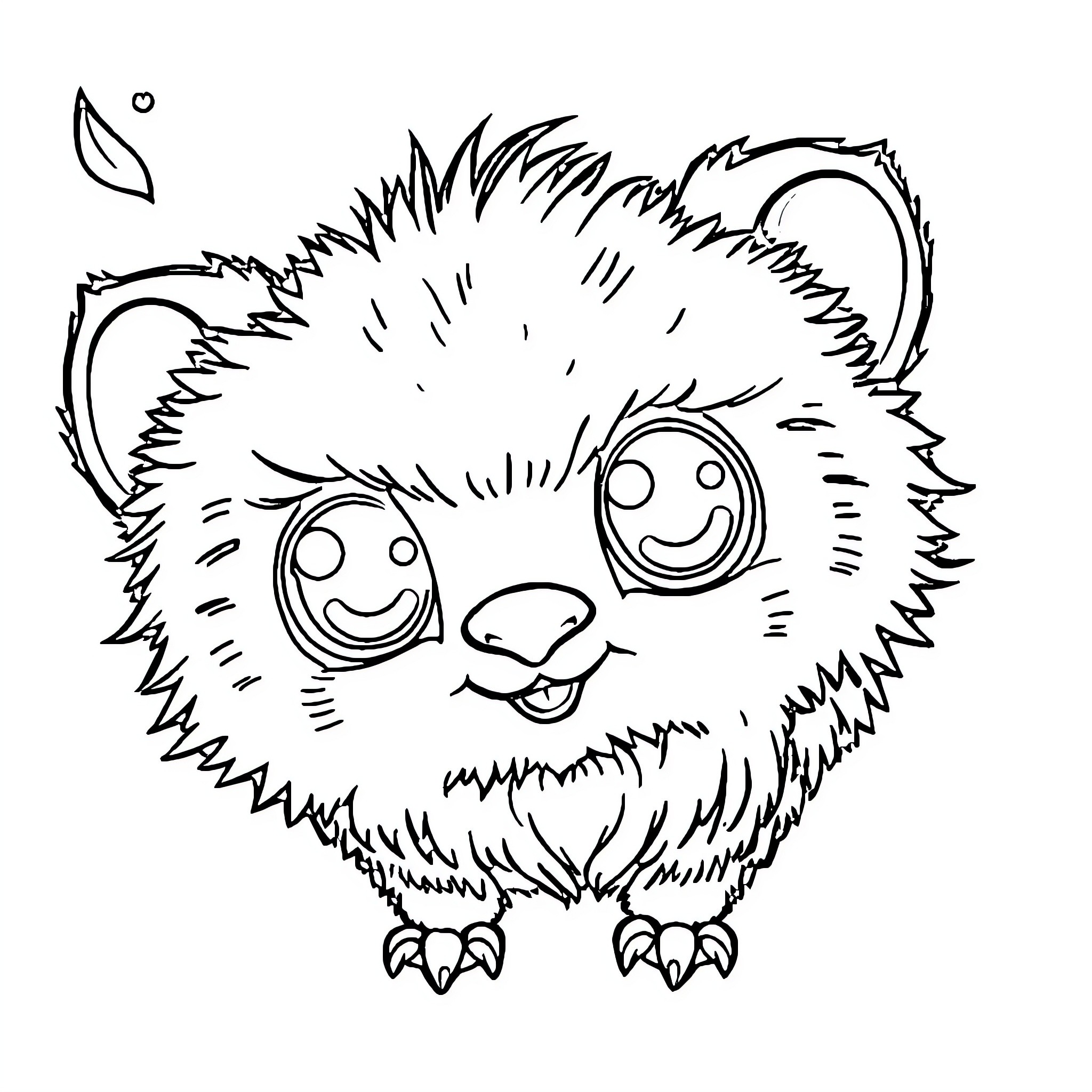 Labubu the Fluffy and Cheerful Creature Coloring Page (free black-and-white line drawing printable PDF for all, from beginners to advanced learners, including children, teens, adults, and seniors)