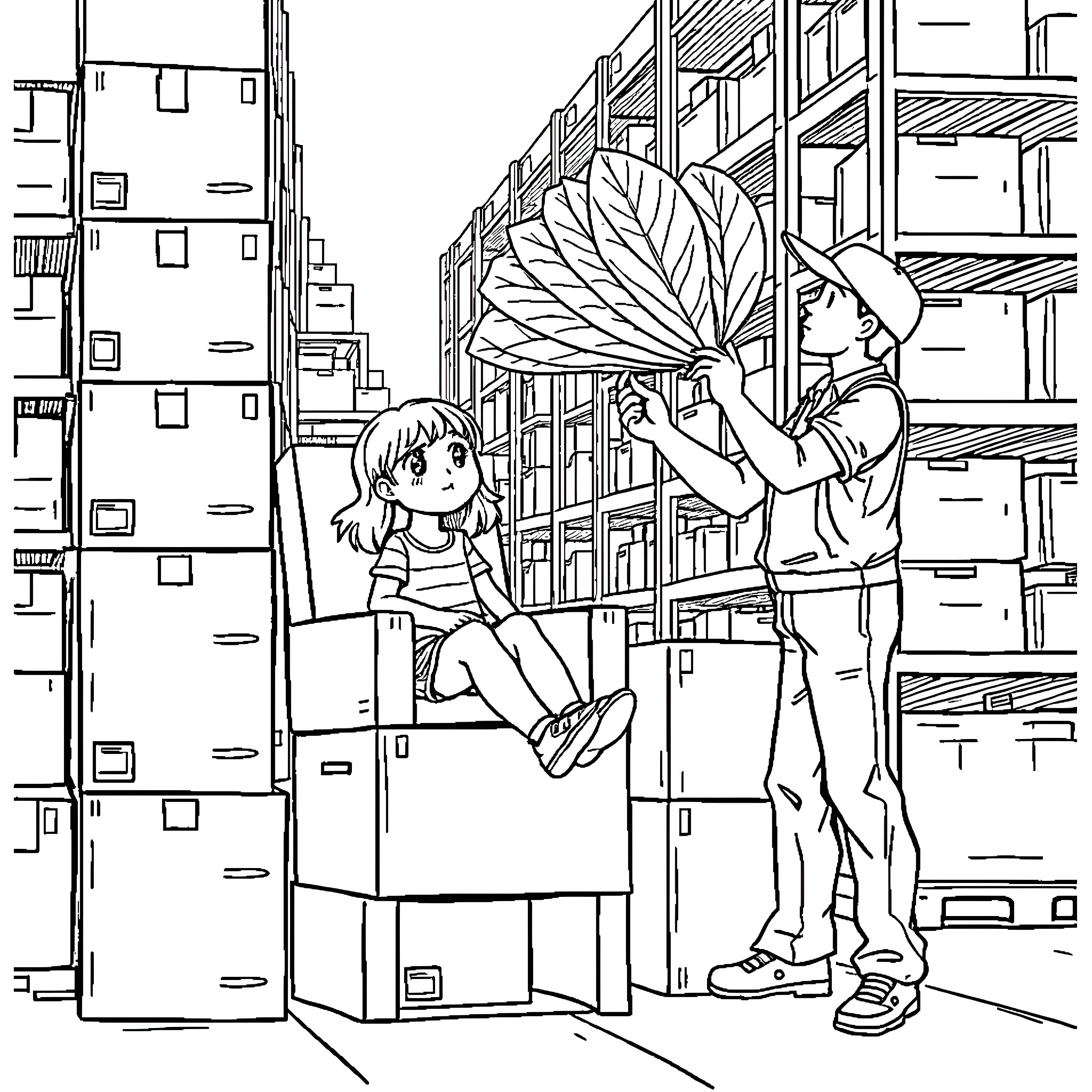 Girl reading book with friend in library Coloring Page (free black-and-white line drawing printable PDF for all, from beginners to advanced learners, including children, teens, adults, and seniors)
