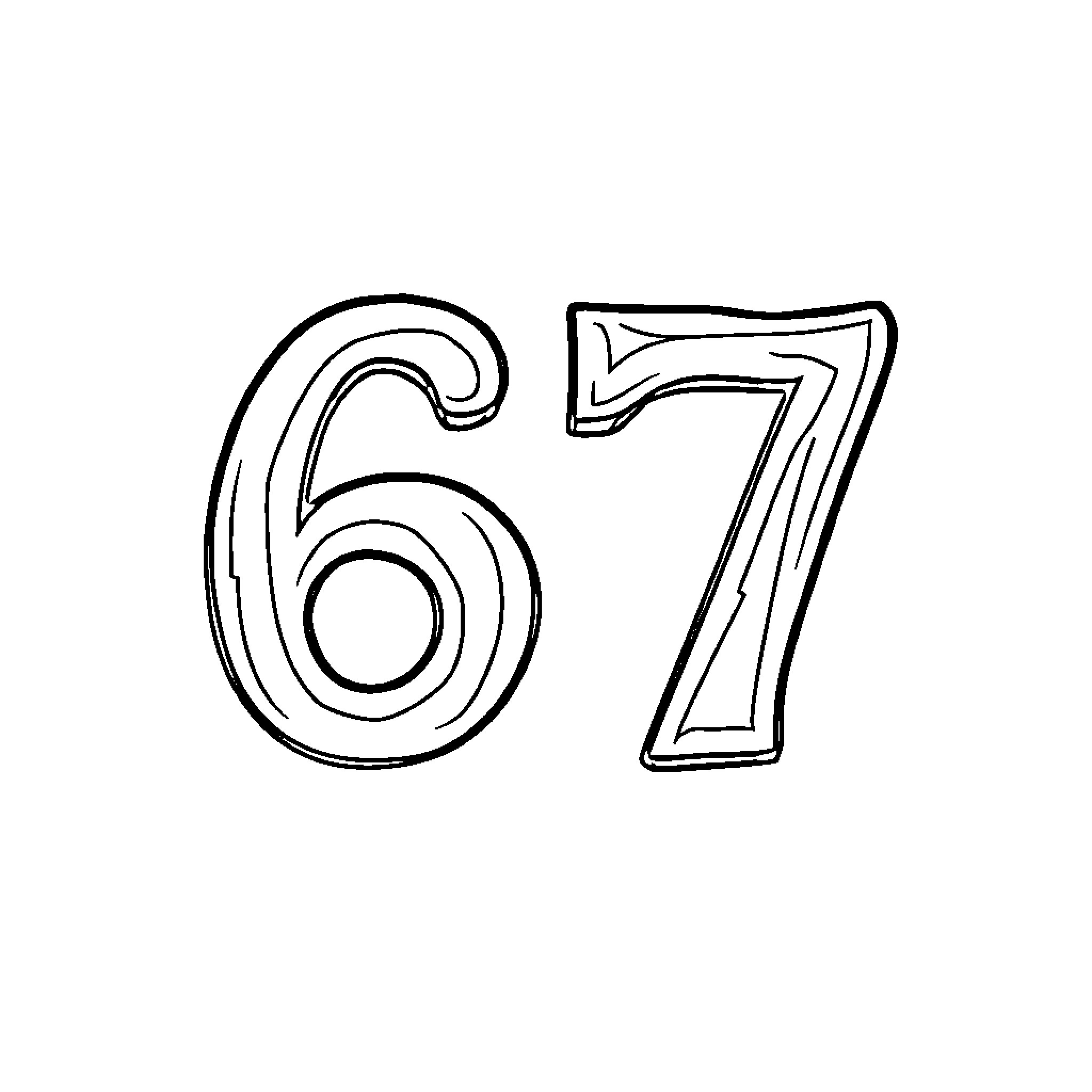 67 Playful Numerical Shapes Coloring Page (free black-and-white line drawing printable PDF for all, from beginners to advanced learners, including children, teens, adults, and seniors)