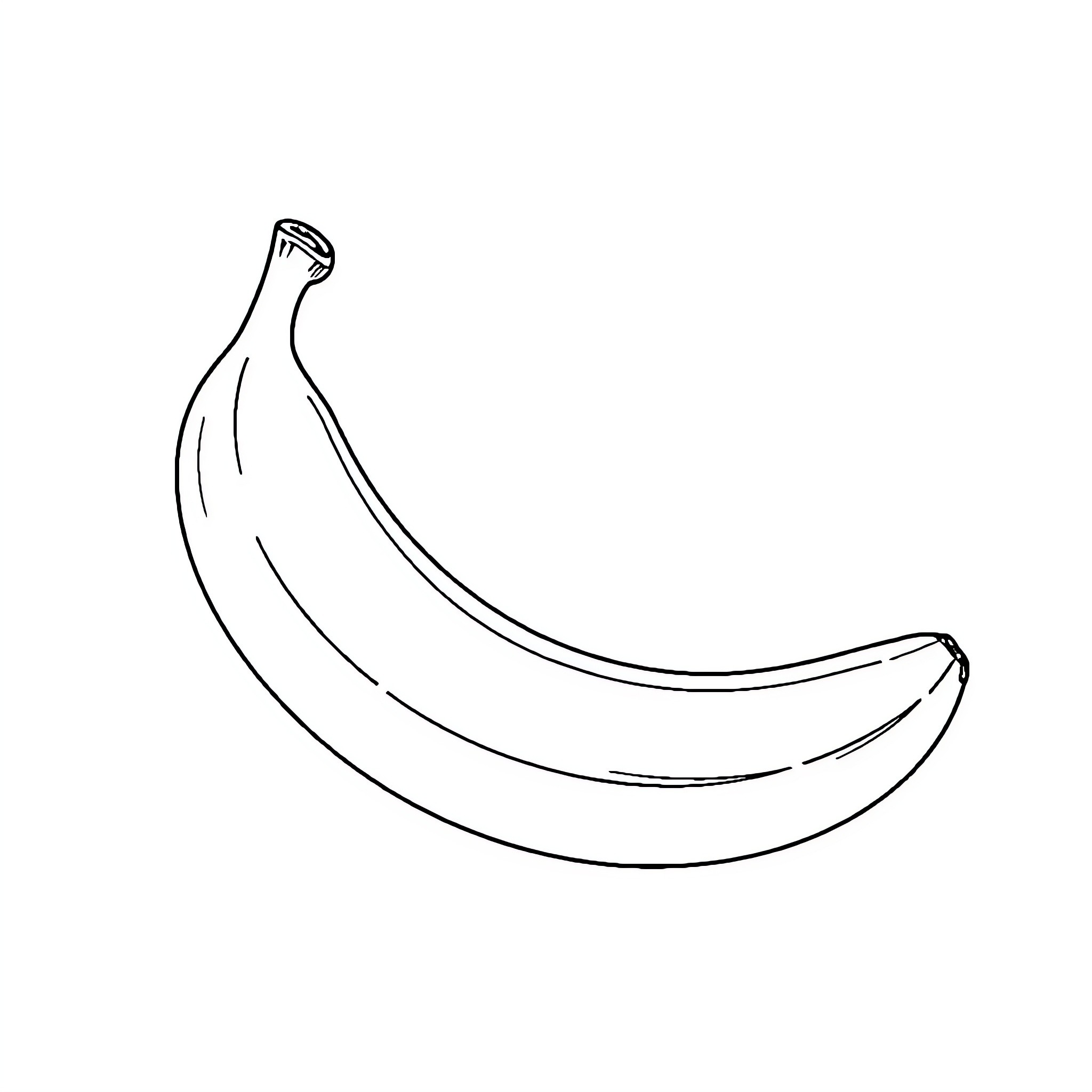 Banana in simple line art Coloring Page (free black-and-white line drawing printable PDF for all, from beginners to advanced learners, including children, teens, adults, and seniors)