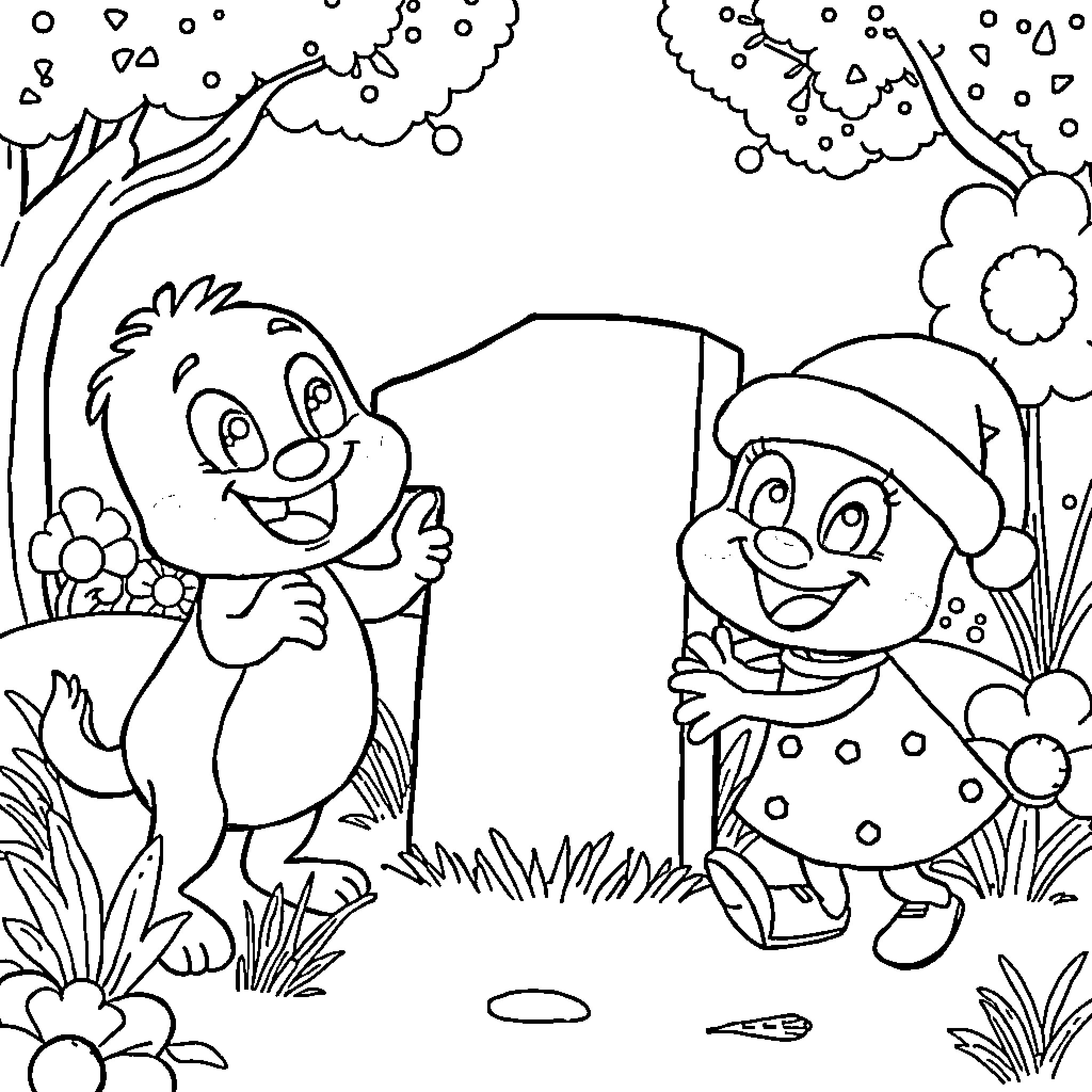 Bluey's Outdoor Adventure with Friends Coloring Page (free black-and-white line drawing printable PDF for all, from beginners to advanced learners, including children, teens, adults, and seniors)