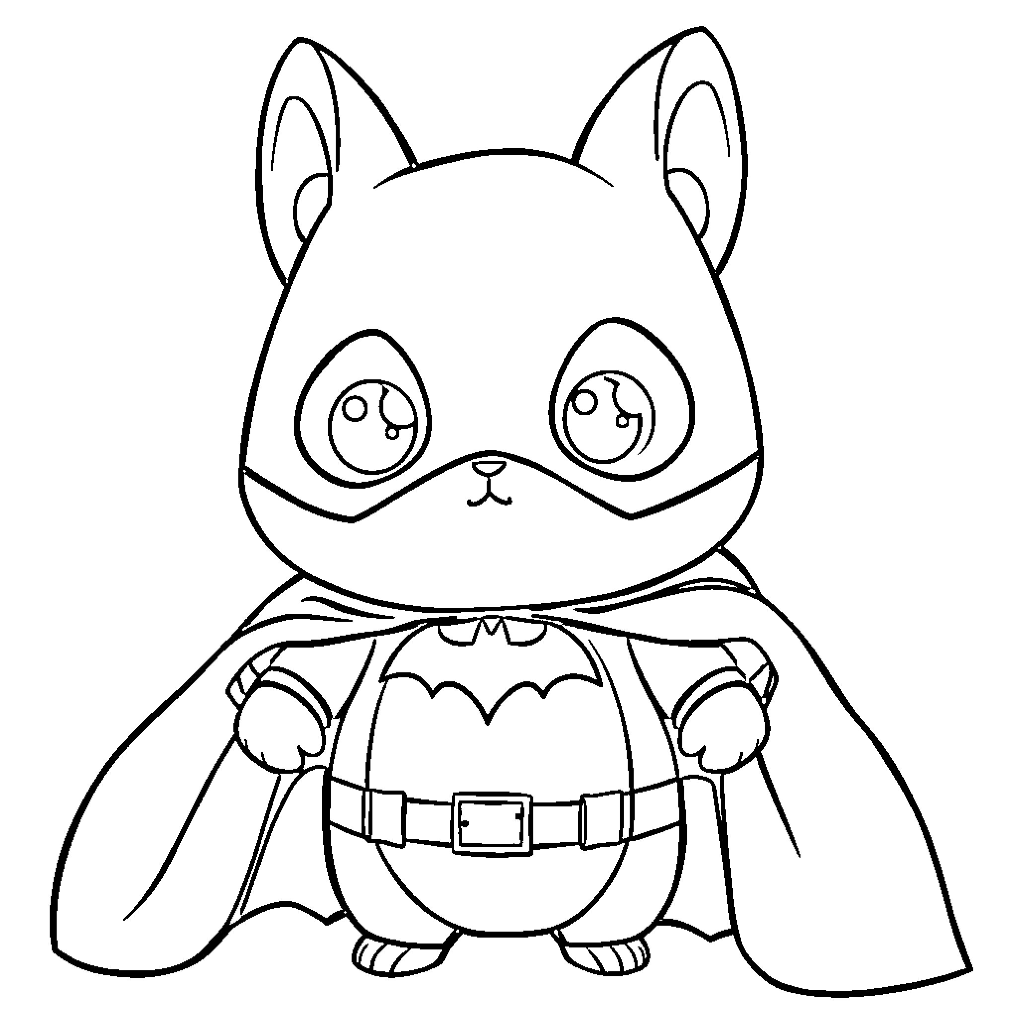 Pompurin in Superhero Costume Coloring Page (free black-and-white line drawing printable PDF for all, from beginners to advanced learners, including children, teens, adults, and seniors)