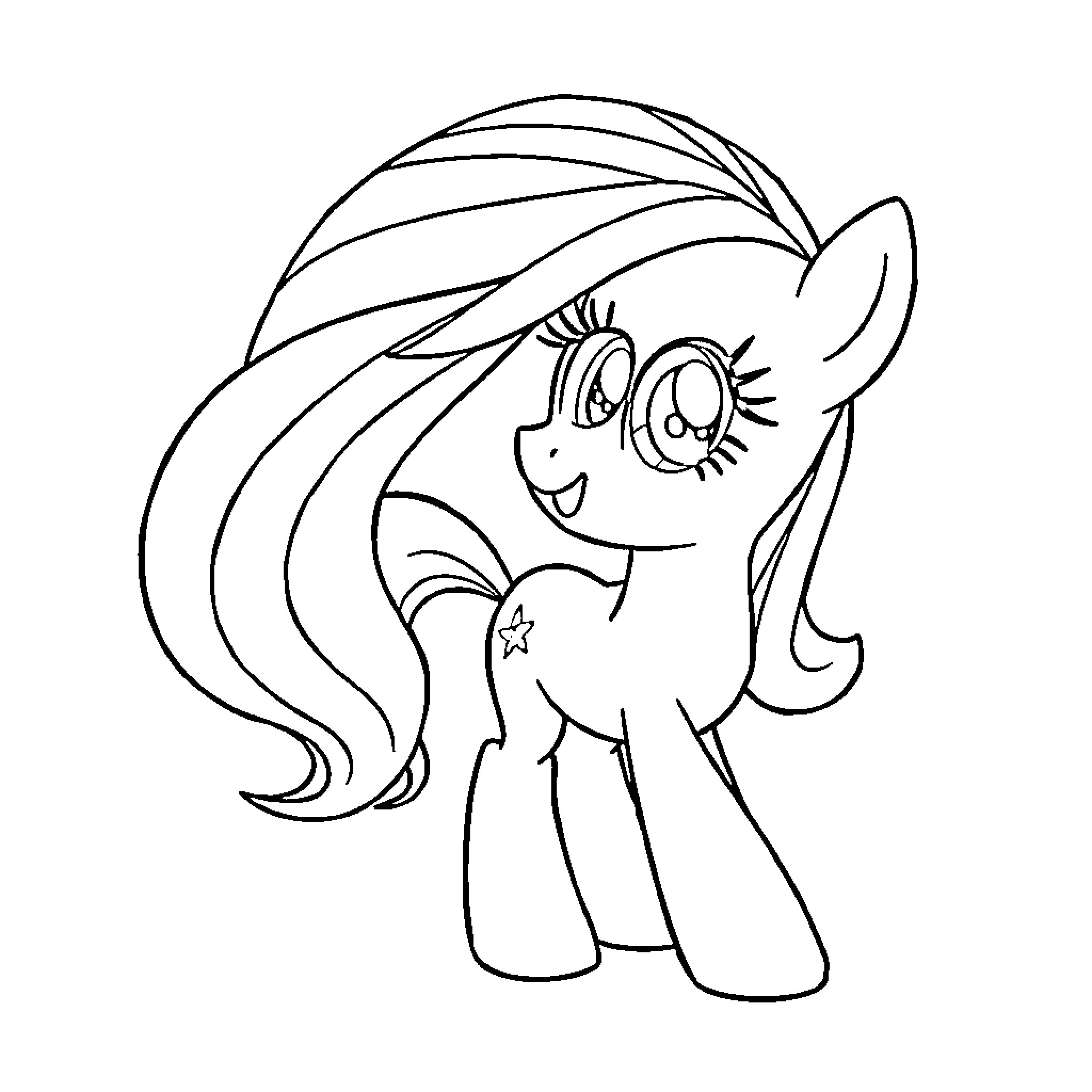 Rainbow Dash enjoying a happy moment Coloring Page (free black-and-white line drawing printable PDF for all, from beginners to advanced learners, including children, teens, adults, and seniors)